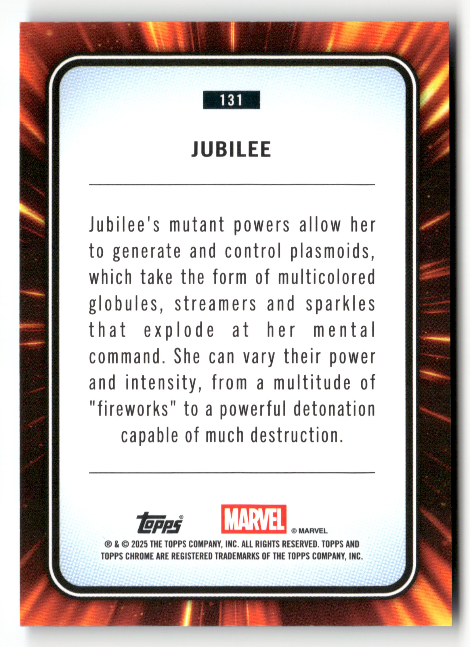 2025 Topps Chrome Marvel #131 Jubilee /299 Blue Refractor