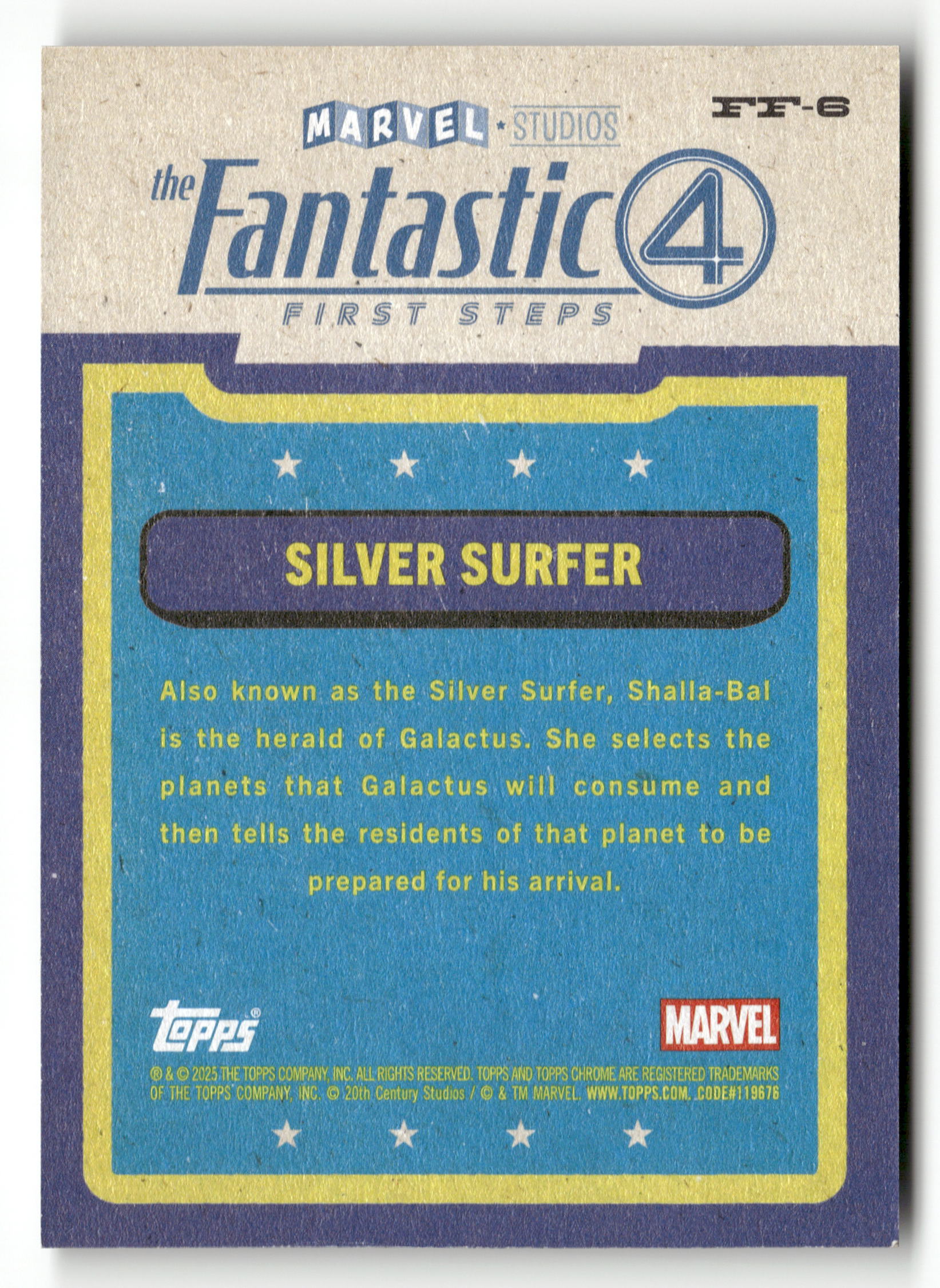 2025 Topps Chrome Marvel Studios #FF-6 Silver Surfer / Shalla-Bal First Steps
