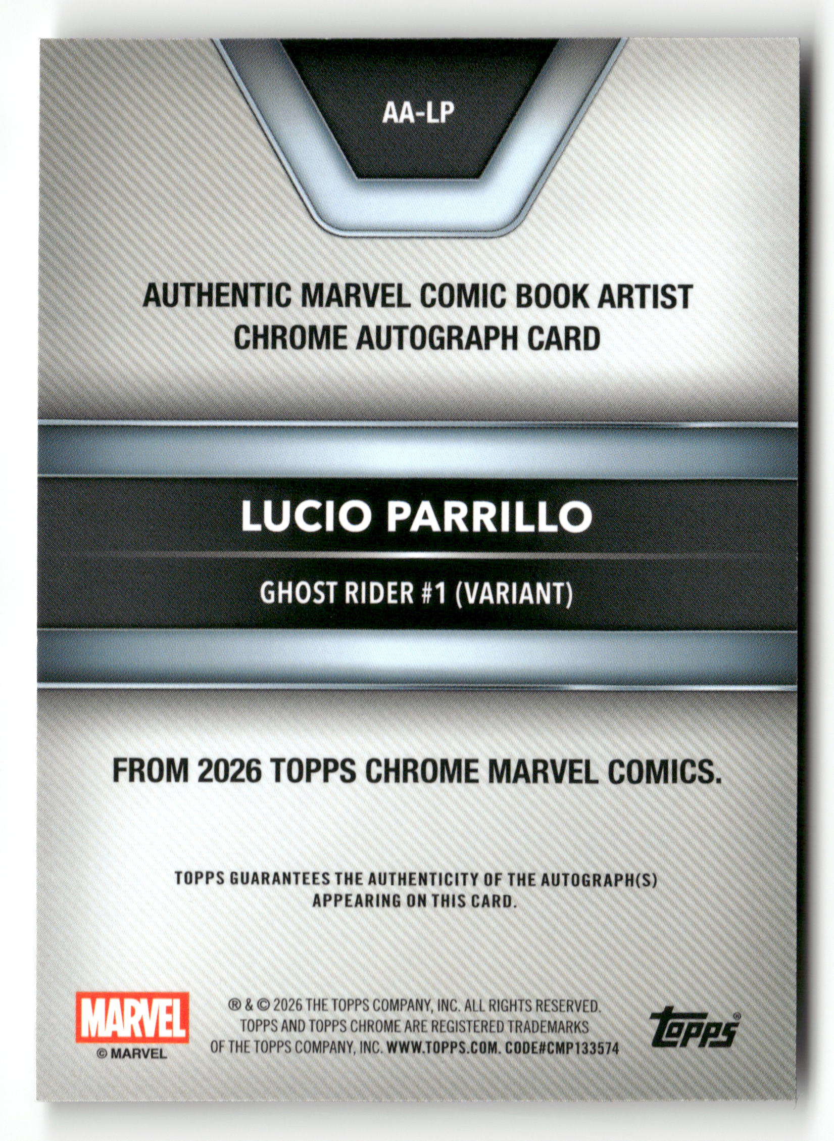 2026 Topps Chrome Marvel #AA-LP Lucio Parrillo Ghost Rider #1 Variant