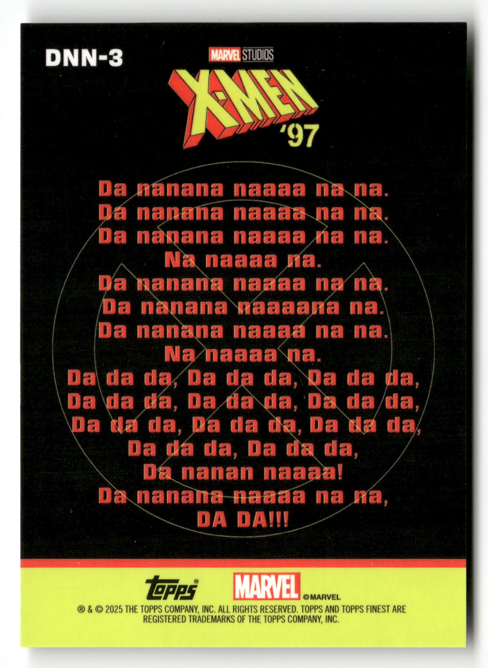 2025 Topps Finest X-Men '97 #DNN-3 Row 1, Right Da Nanana Naaaa Mojo  /25