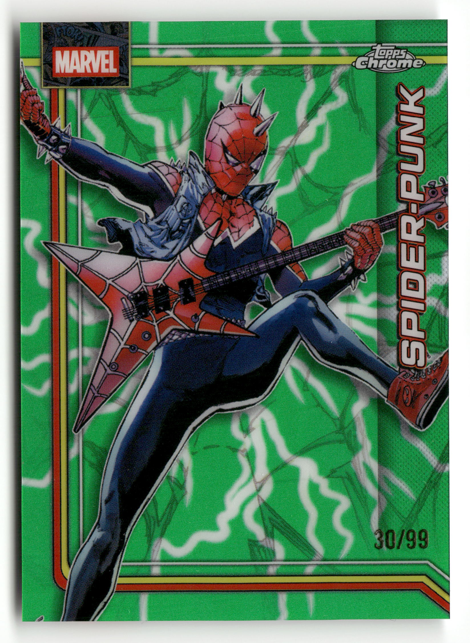 2026 Topps Chrome Marvel Comics #166 Spider-Punk Green Lightning Refractor
