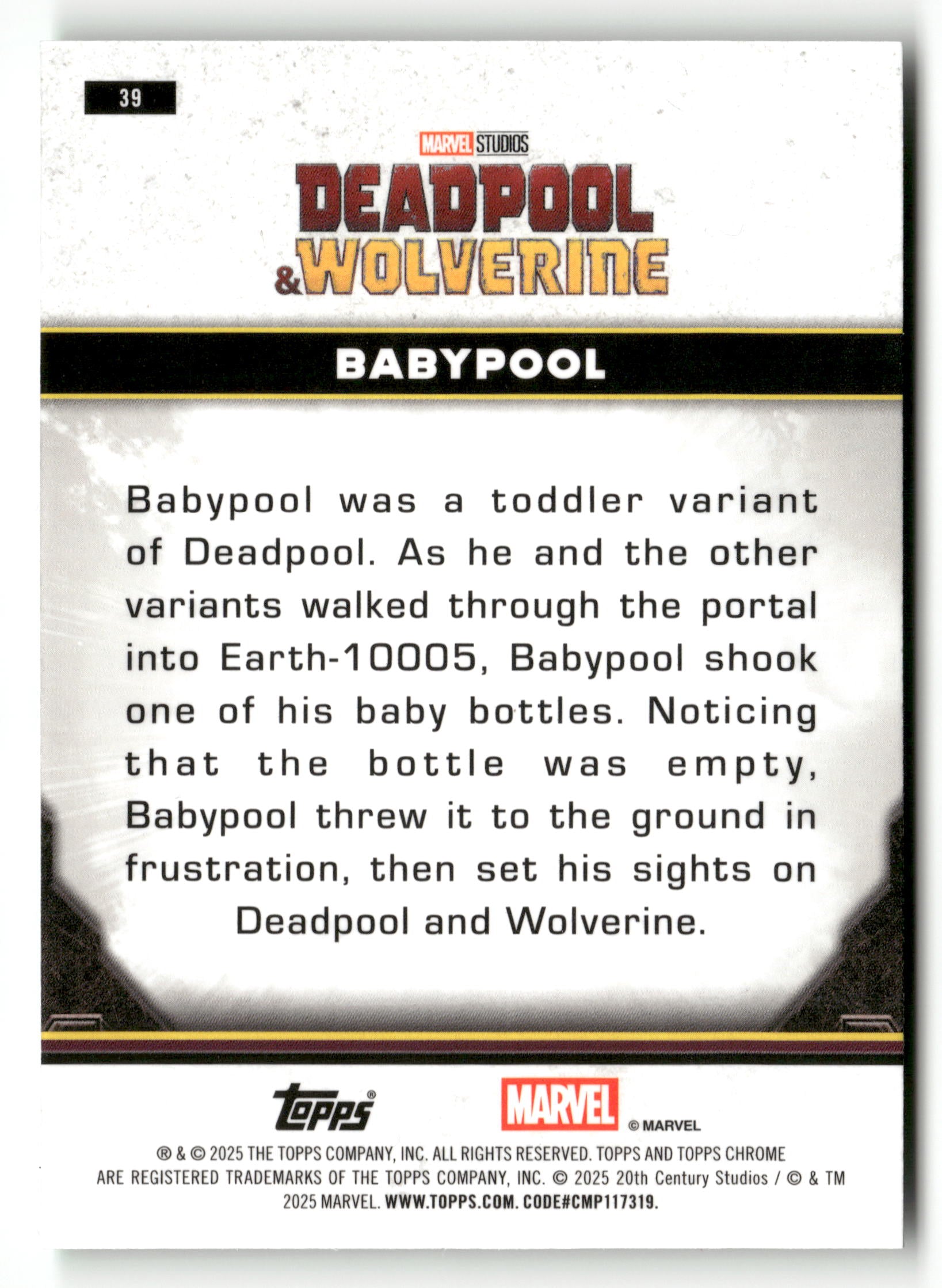 2025 Topps Chrome Marvel Deadpool #39 Babypool Green Lava /99