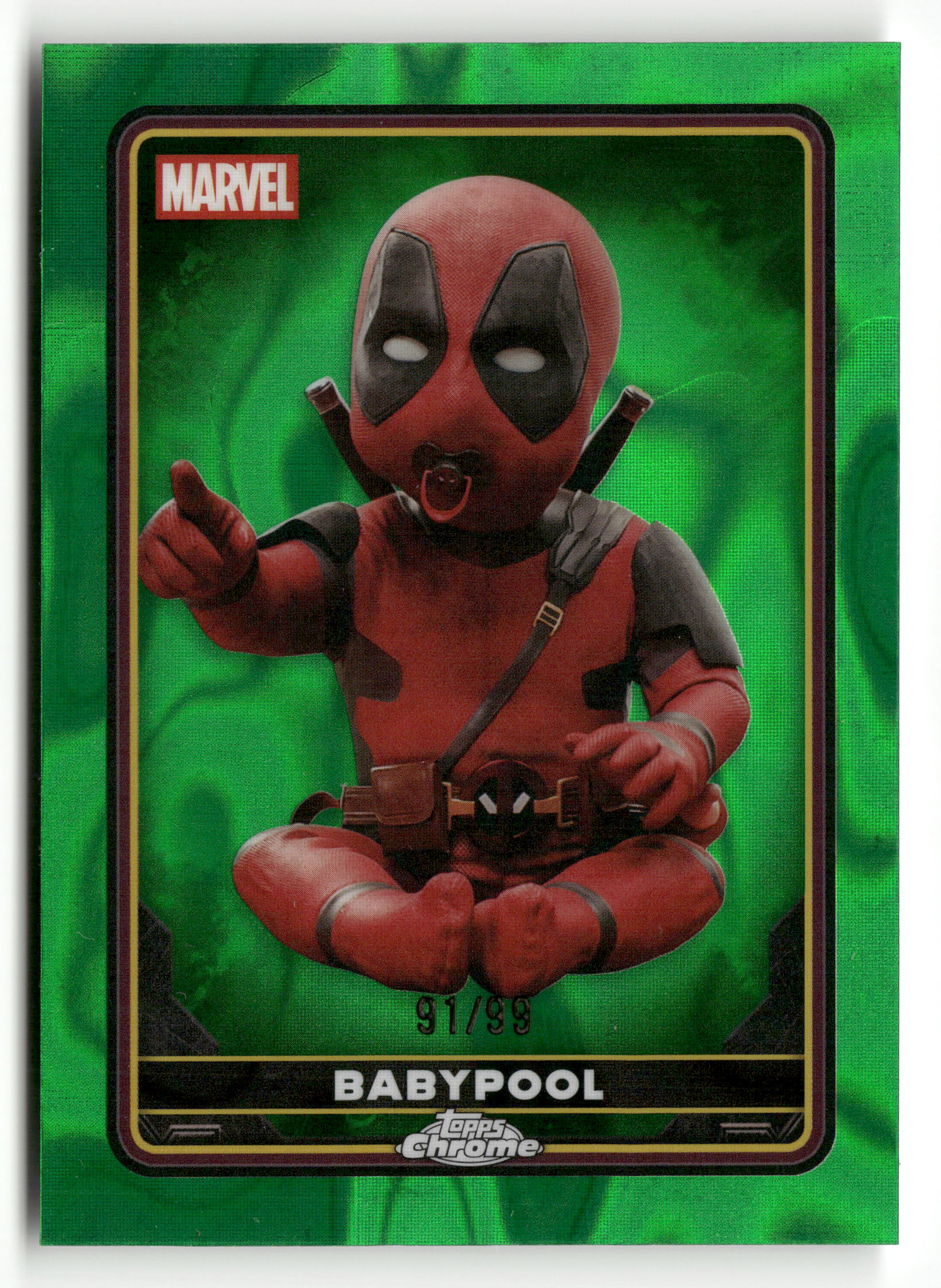 2025 Topps Chrome Marvel Deadpool #39 Babypool Green Lava /99