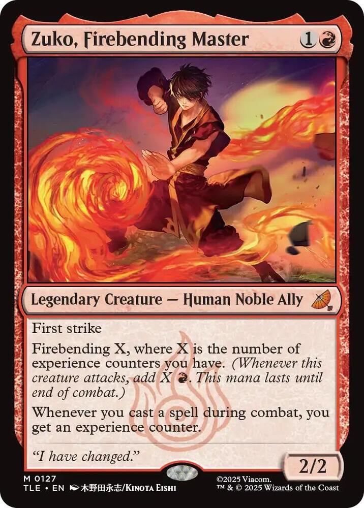 MTG Avatar: The Last Airbender: Eternal-Legal 127 Zuko, Firebending Master M NM