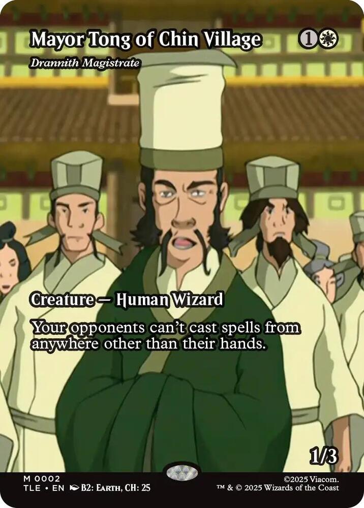 MTG Avatar: The Last Airbender: Eternal-Legal 2 Mayor Tong of Chin Village - Drannith Magistrate (Borderless) M NM