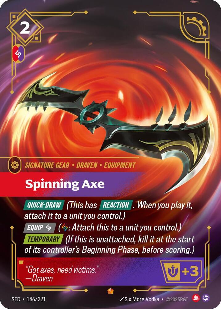 Riftbound TCG Spiritforged #186/221 Spinning Axe Epic Foil