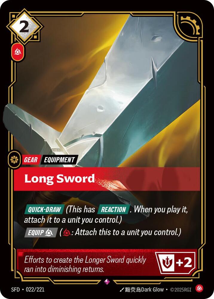Riftbound TCG Spiritforged #022/221 Long Sword Rare Foil