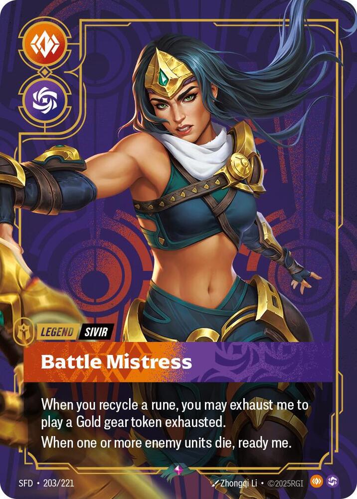 Riftbound TCG Spiritforged #203/221 Sivir - Battle Mistress Rare Foil
