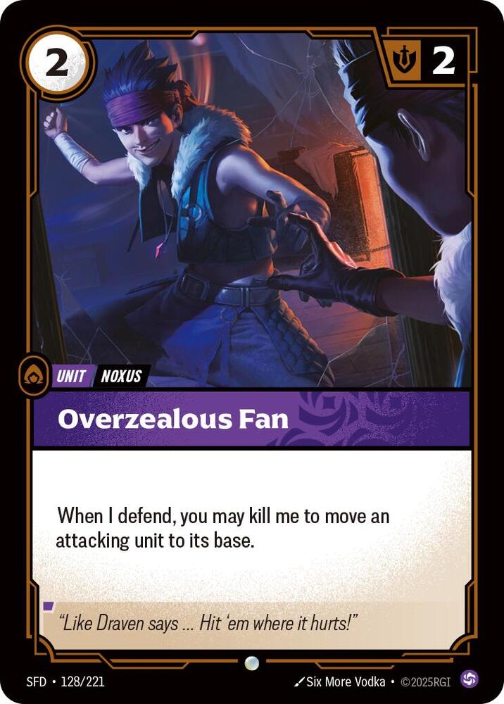 Riftbound TCG Spiritforged #128/221 Overzealous Fan Common Foil