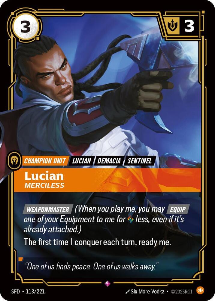 Riftbound TCG Spiritforged #113/221 Lucian - Merciless Rare Foil