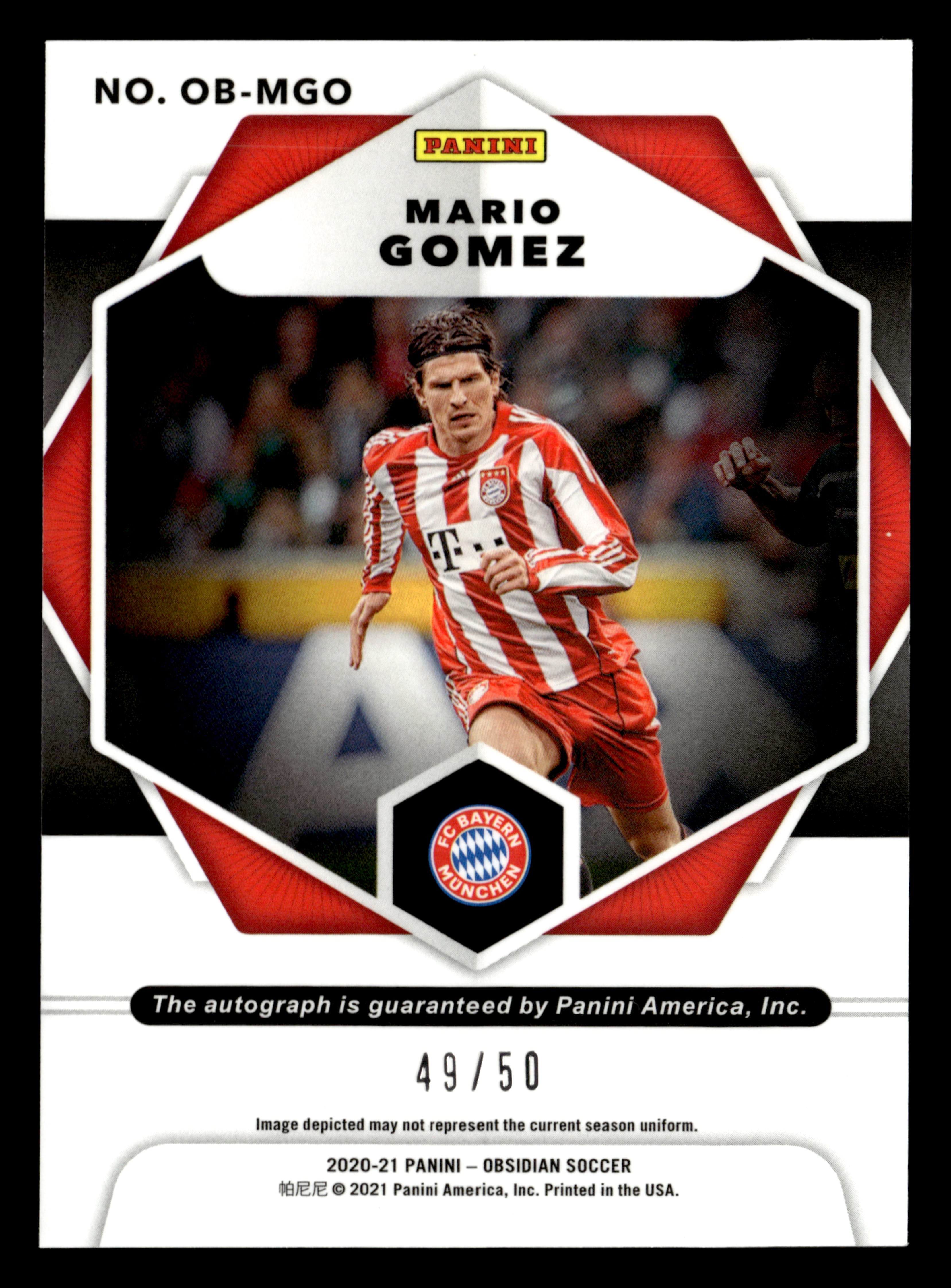 2020-21 Panini Obsidian #OB-MGO Mario Gomez Obsidian Autographs Orange #/50