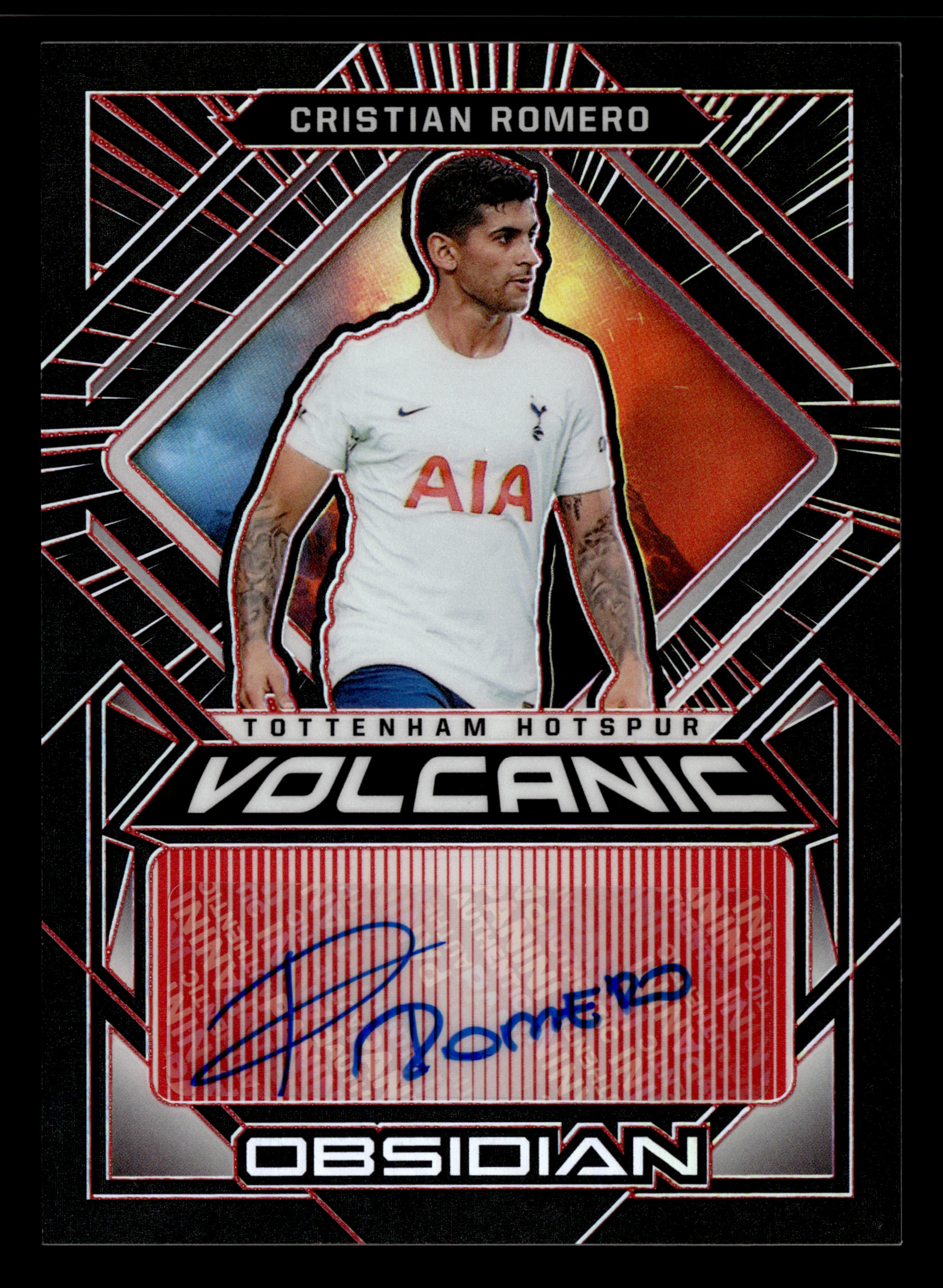 2021-22 Panini Obsidian #VS-CRO Cristian Romero Volcanic Electric Etch Red #/25