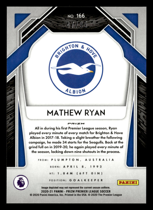 2020-21 Panini Prizm Premier League #166 Mathew Ryan Breakaway Violet Prizm #/99
