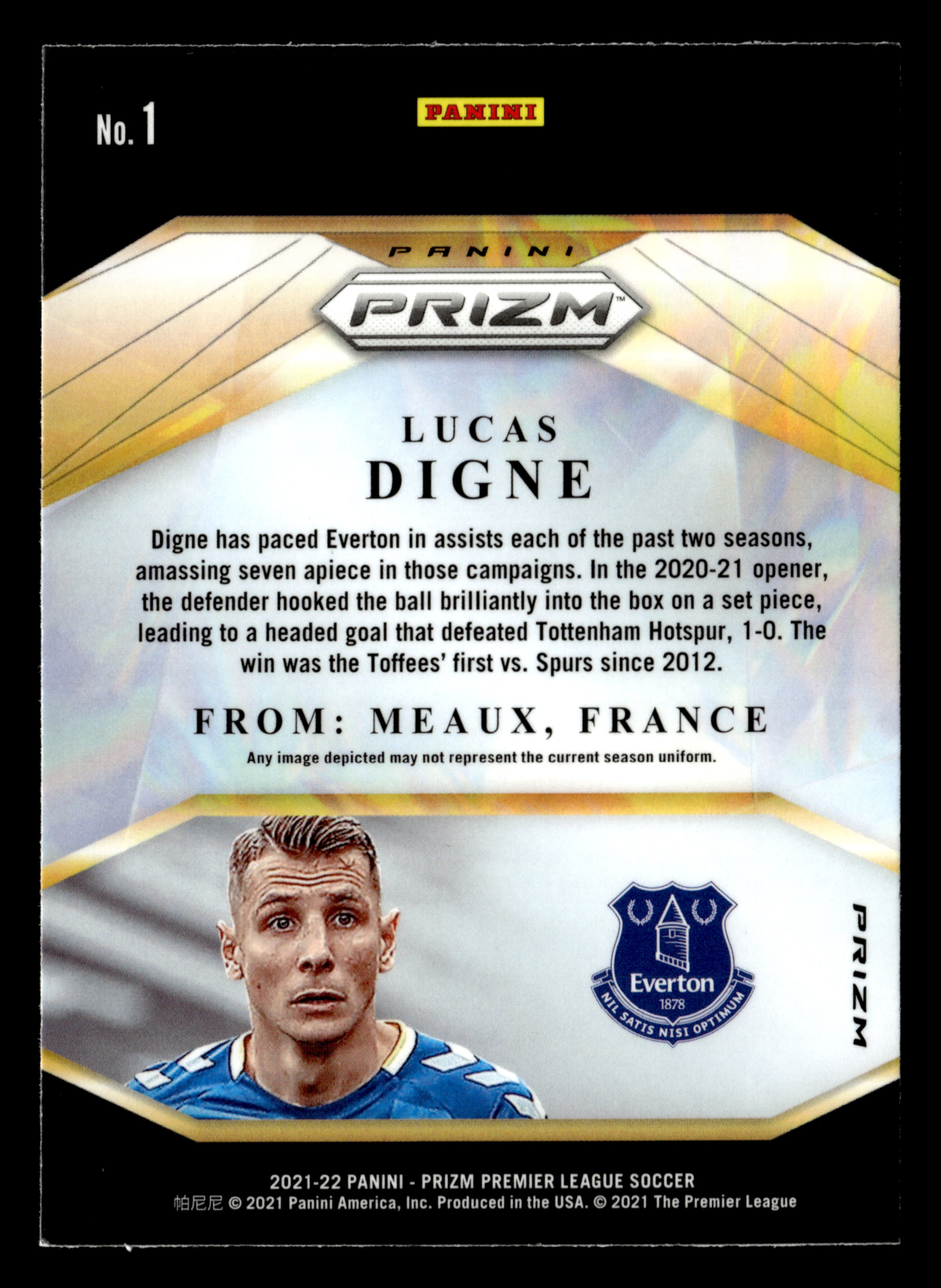 2021-22 Panini Prizm Premier League #1 Lucas Digne Brilliance Prizms Silver