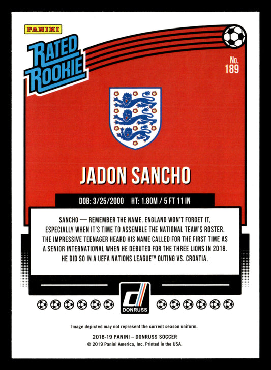 2018-19 Donruss #189 Jadon Sancho