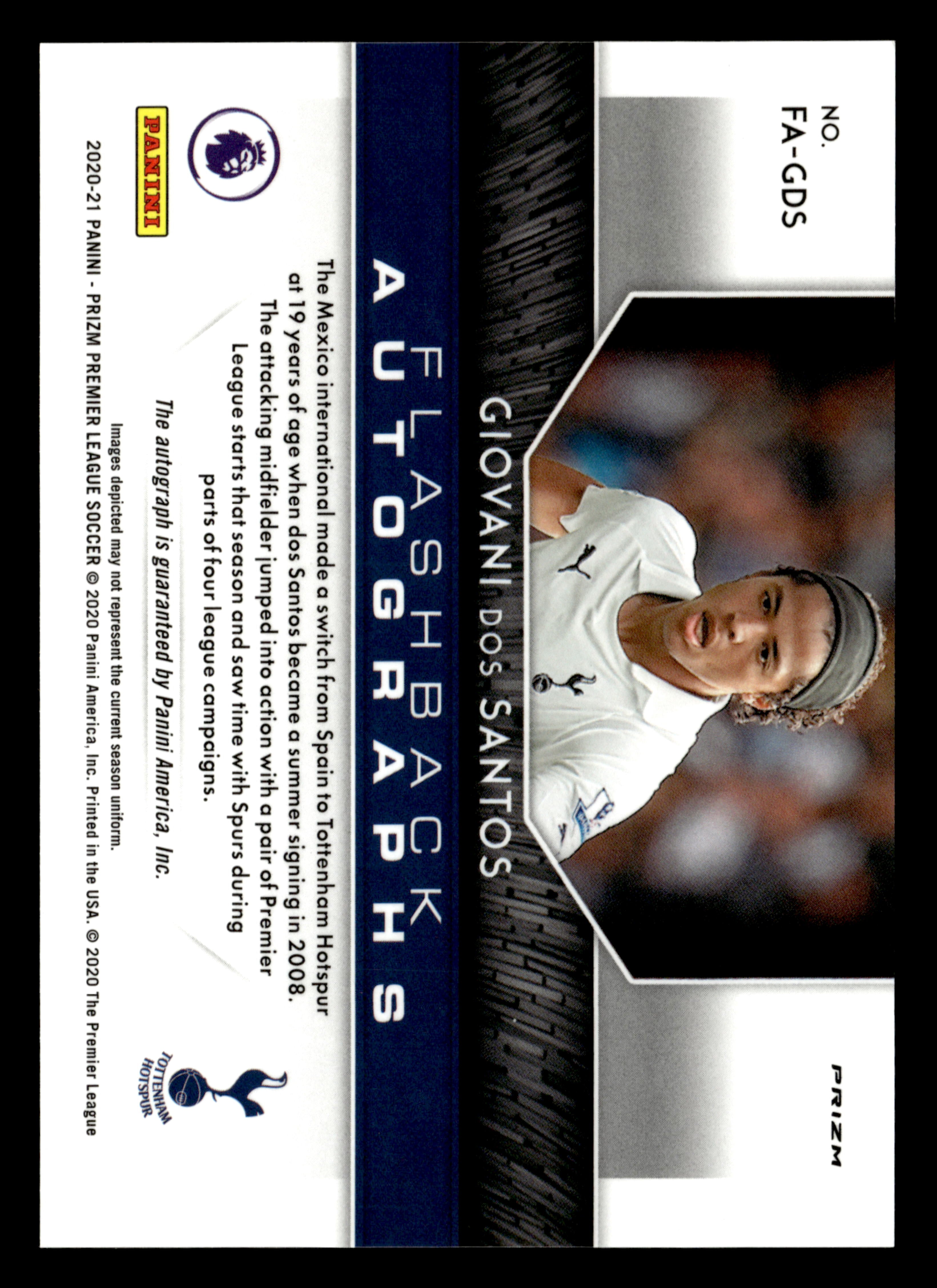 2020-21 Panini Prizm Premier League #FA-GDS Giovani Dos Santos Flashback Auto