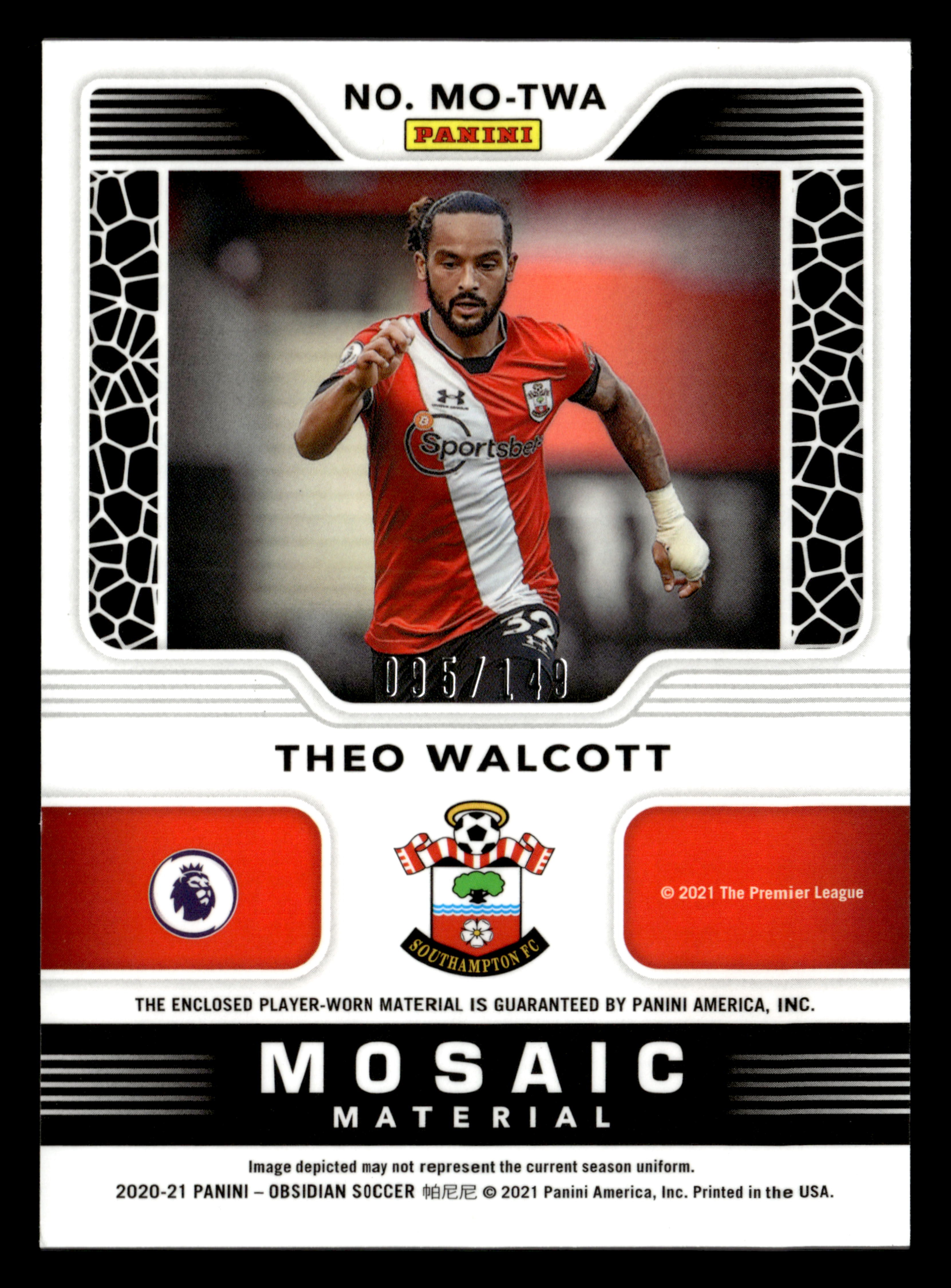 2020-21 Panini Obsidian #MO-TWA Theo Walcott Mosaic Material Relics #/149