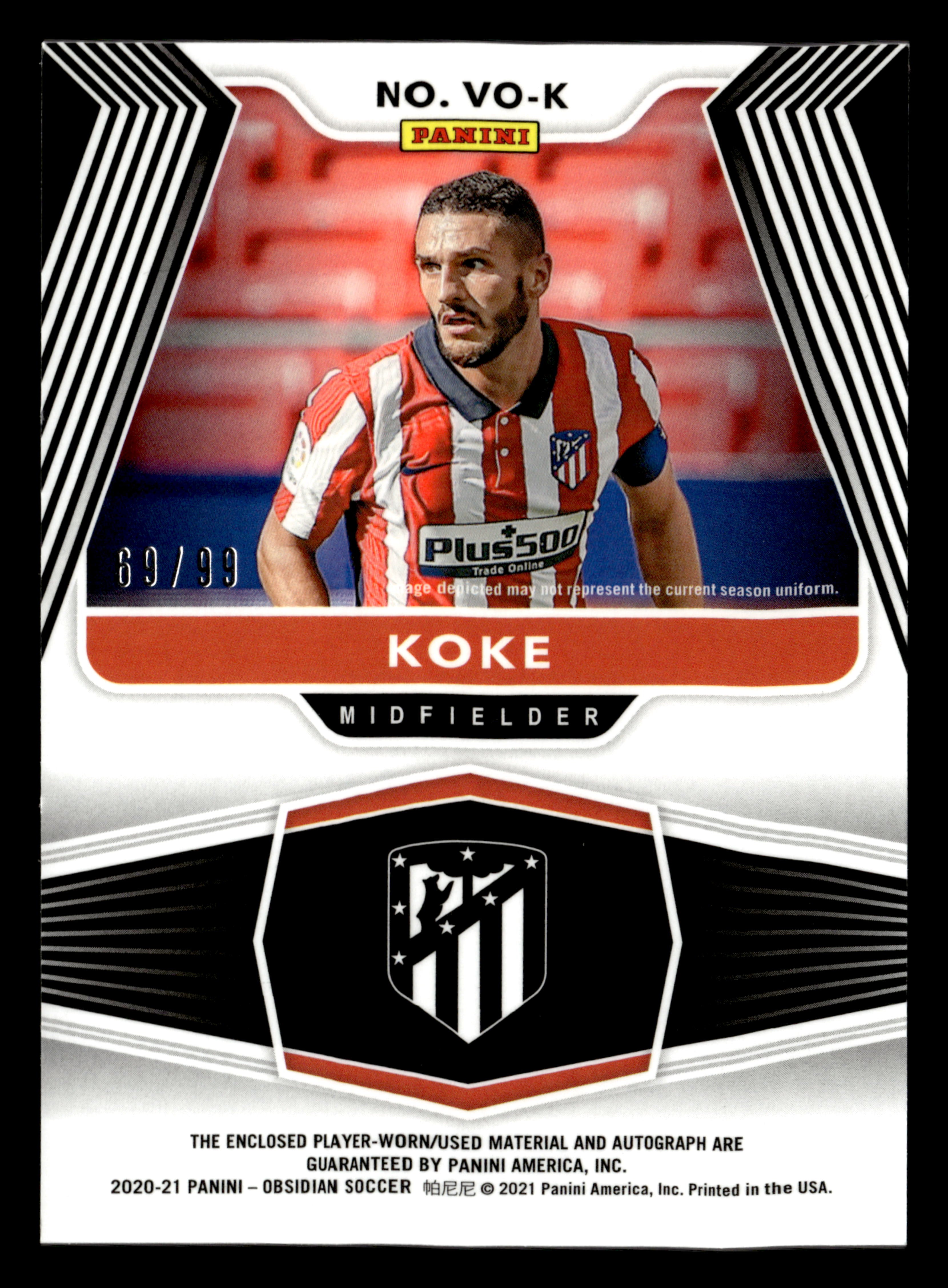 2020-21 Panini Obsidian #VO-K Koke Volcanic Material Signatures #/99