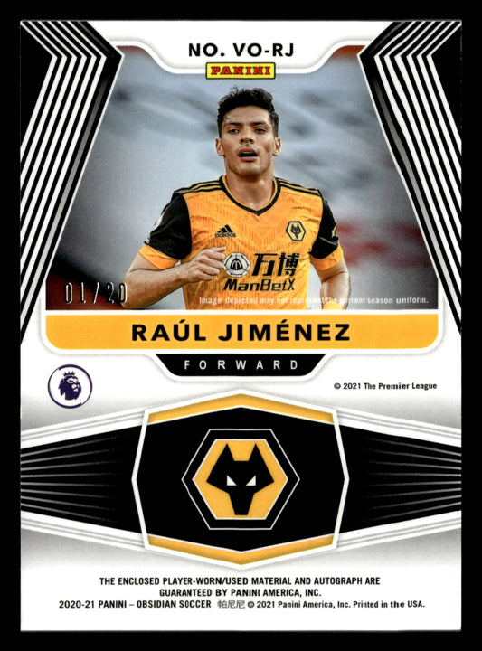 2020-21 Panini Obsidian #VO-RJ Raul Jimenez Volcanic Material Signatures #/20