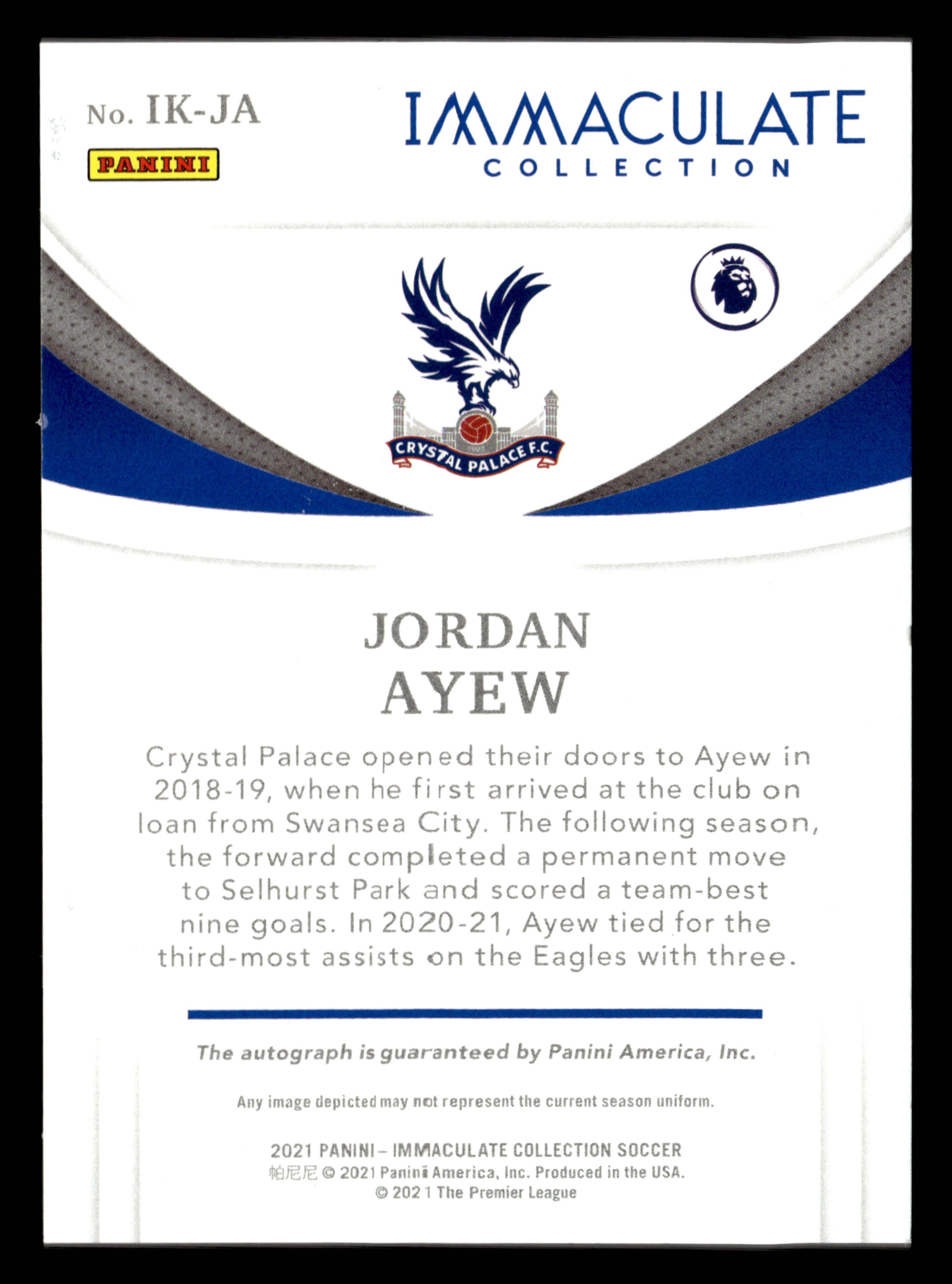 2021 Panini Immaculate Collection #IK-JA Jordan Ayew Ink Bronze #/49