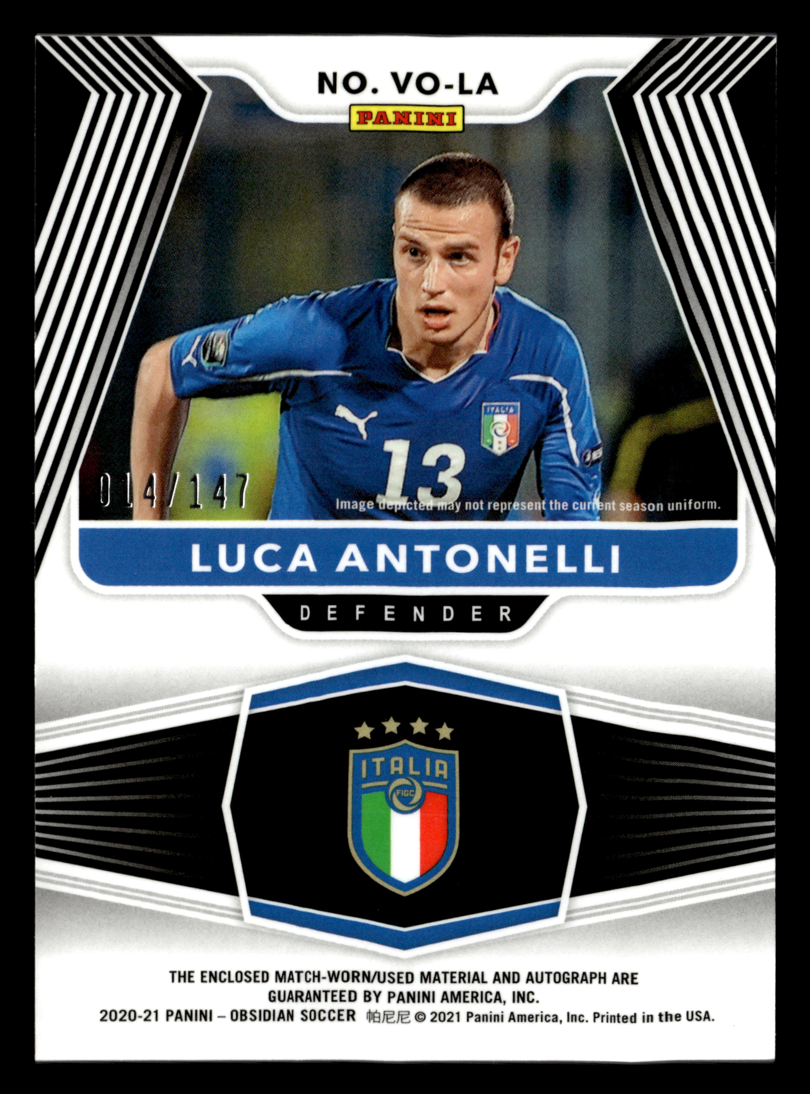 2020-21 Panini Obsidian #VO-LA Luca Antonelli Volcanic Material Signatures #/147