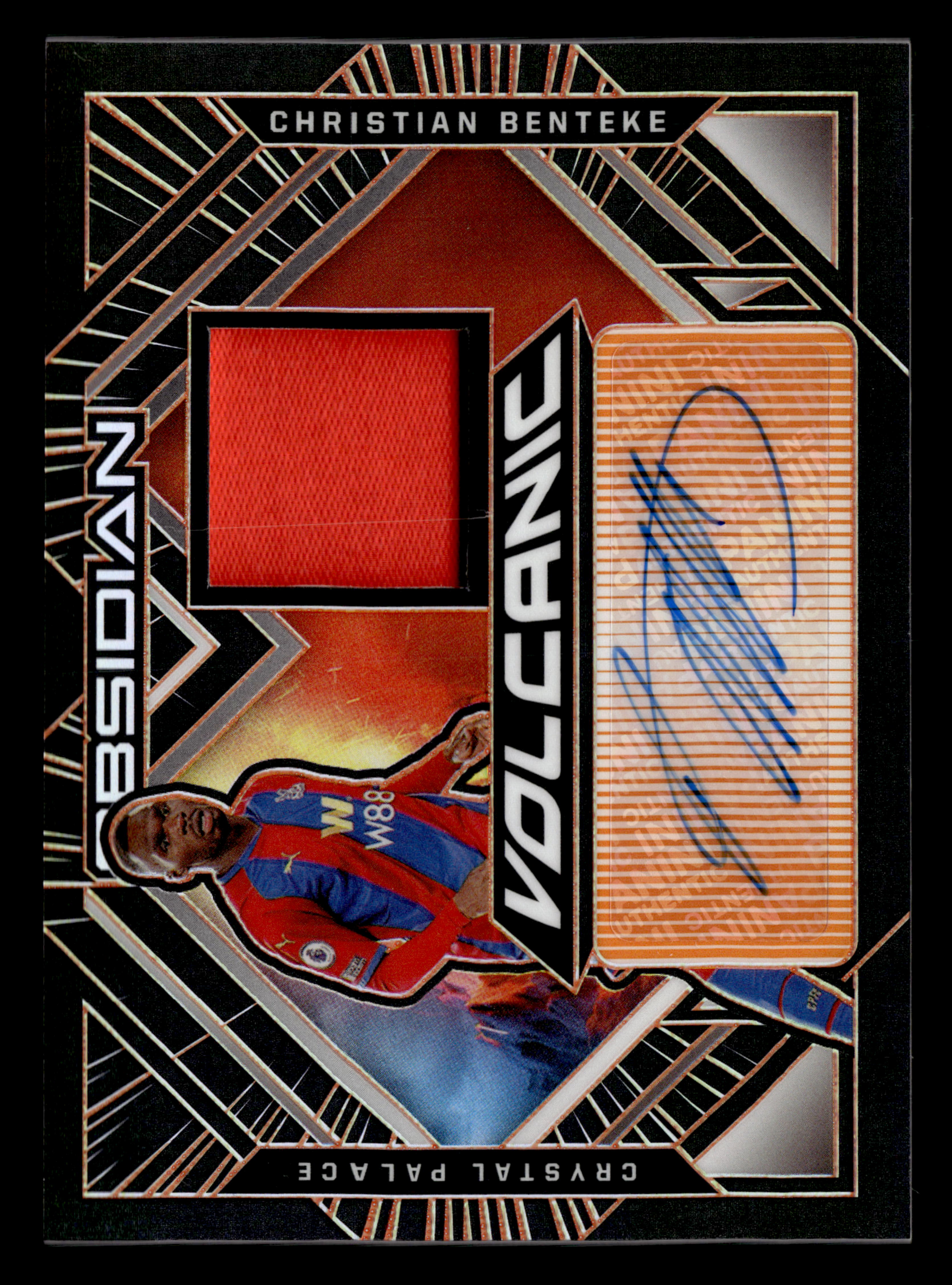 2021-22 Panini Obsidian #VM-CB Christian Benteke Volc Material Sig Orange #/50