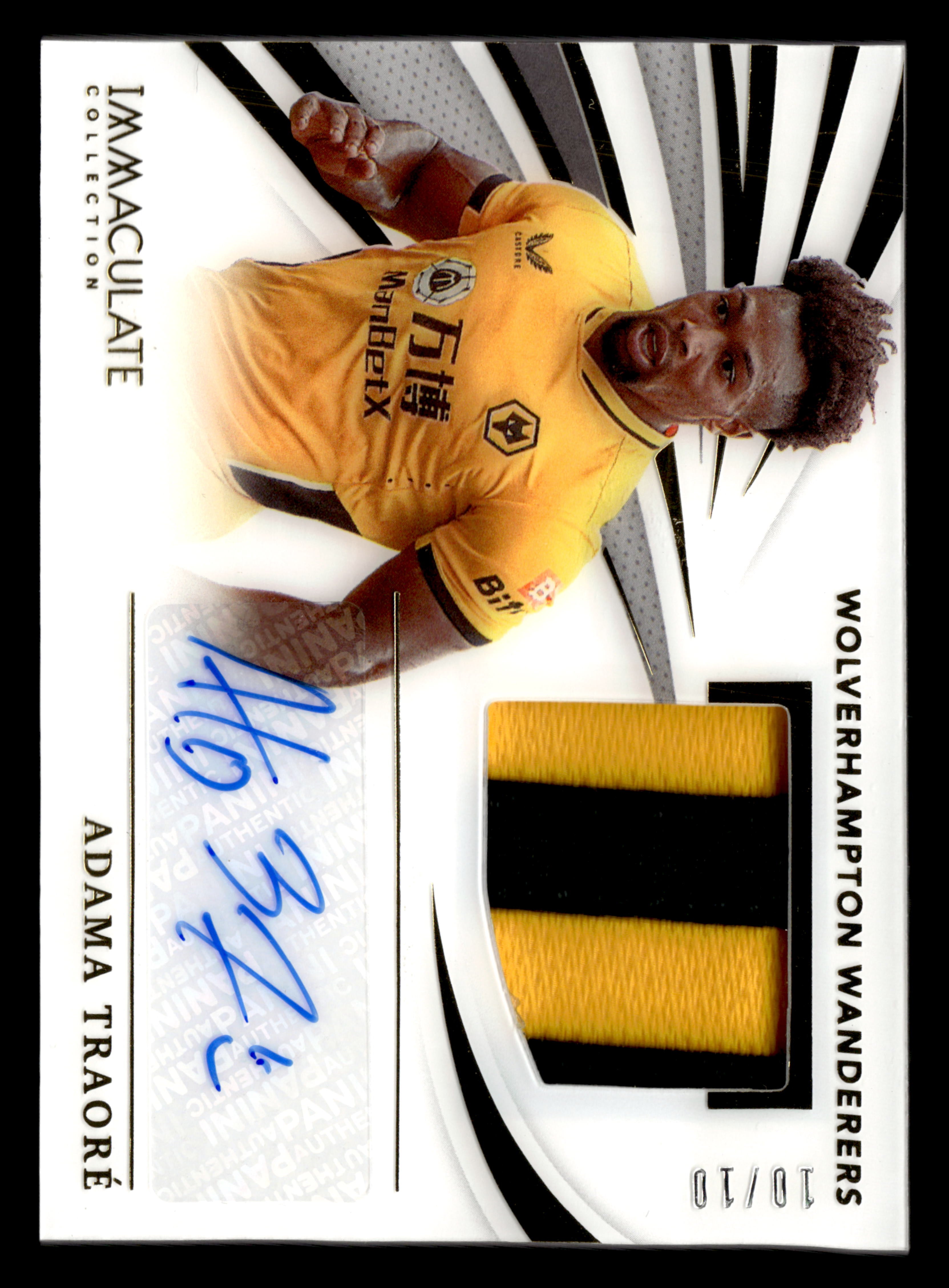 2021 Panini Immaculate #MA-ATR Adama Traore Memorabilia Auto Gold #/10 (Bookend)