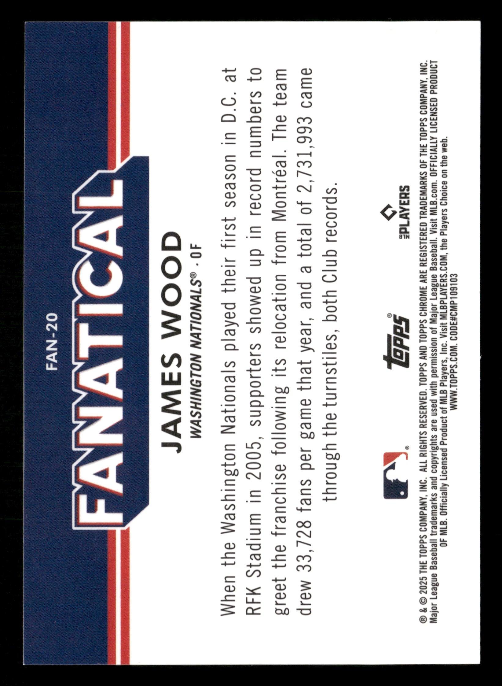 2025 Topps Chrome #FAN-20 James Wood Fanatical