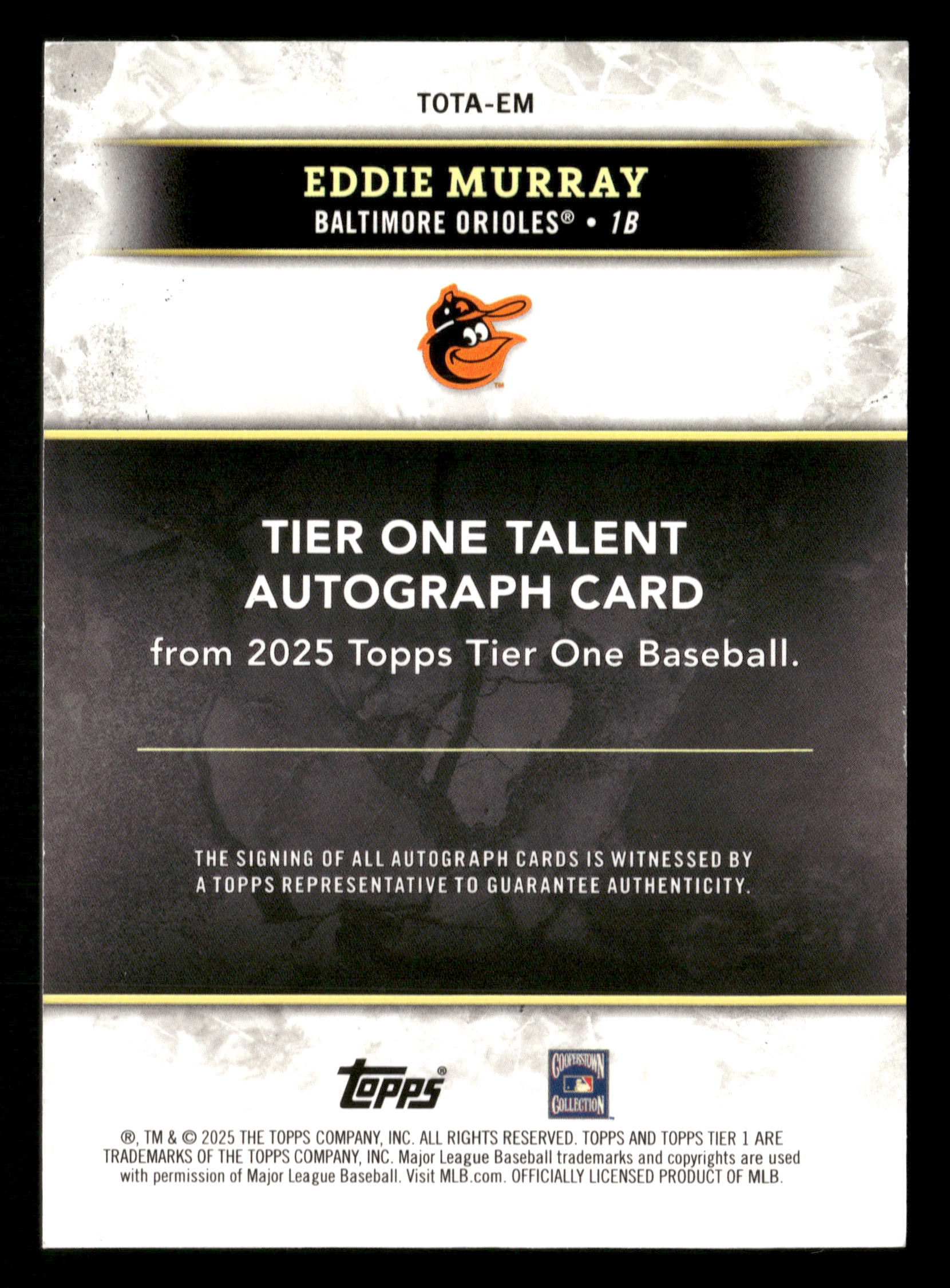 2025 Tier One #TOTA-EM Eddie Murray Tier One Talent Autographs Gold #/49