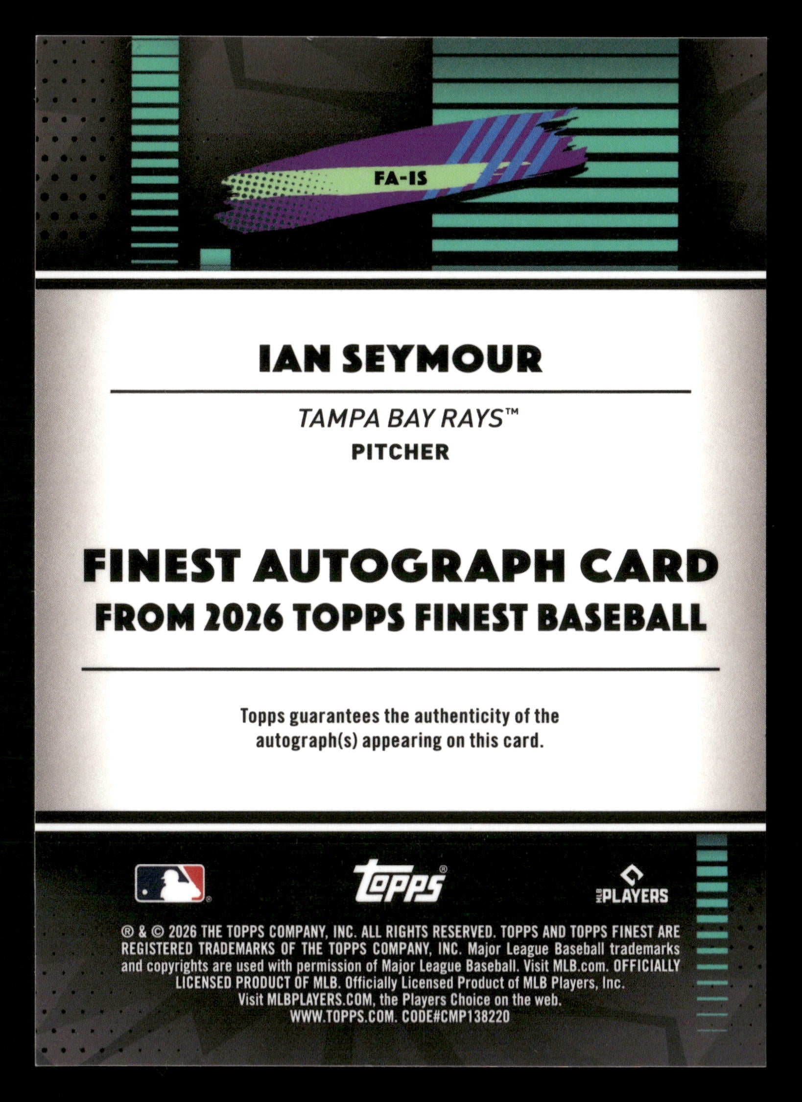 2026 Finest #FA-IS Ian Seymour Finest Autographs Orange Geometric #/25