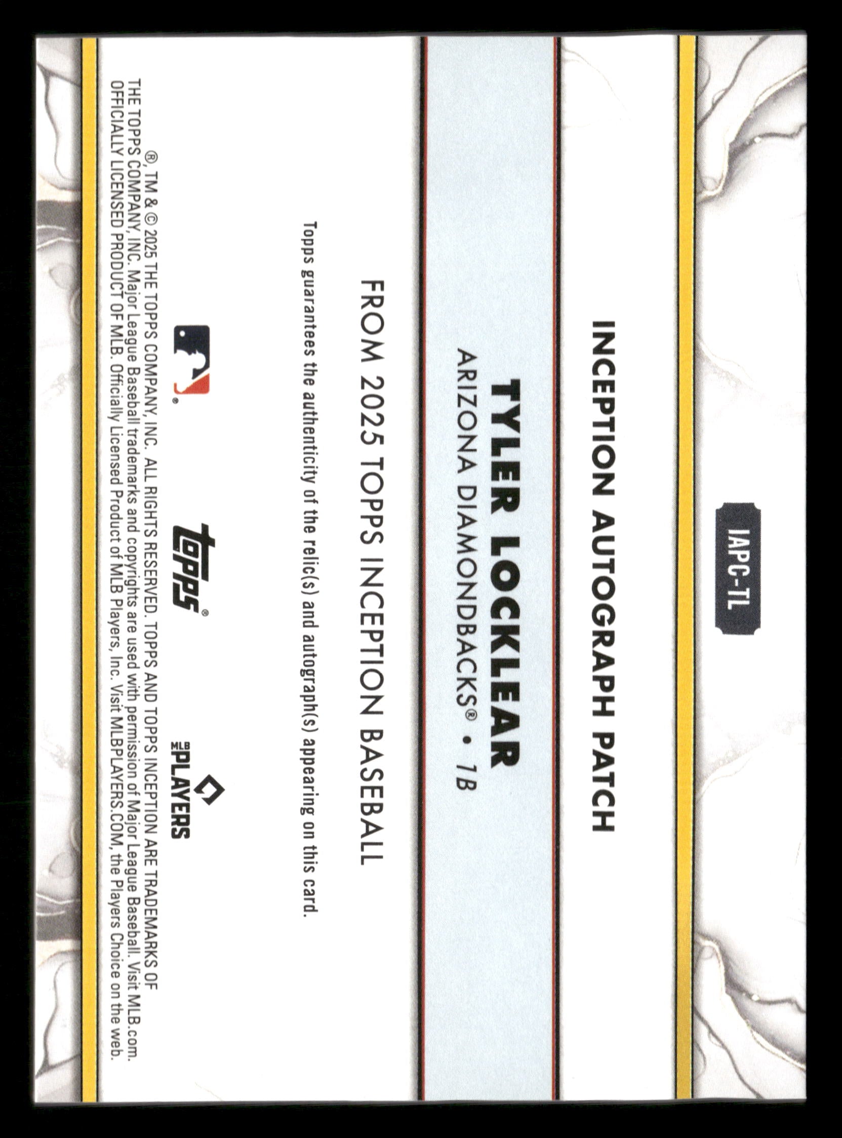 2025 Topps Inception #IAPC-TL Tyler Locklear Autographed Patches Gold #/50