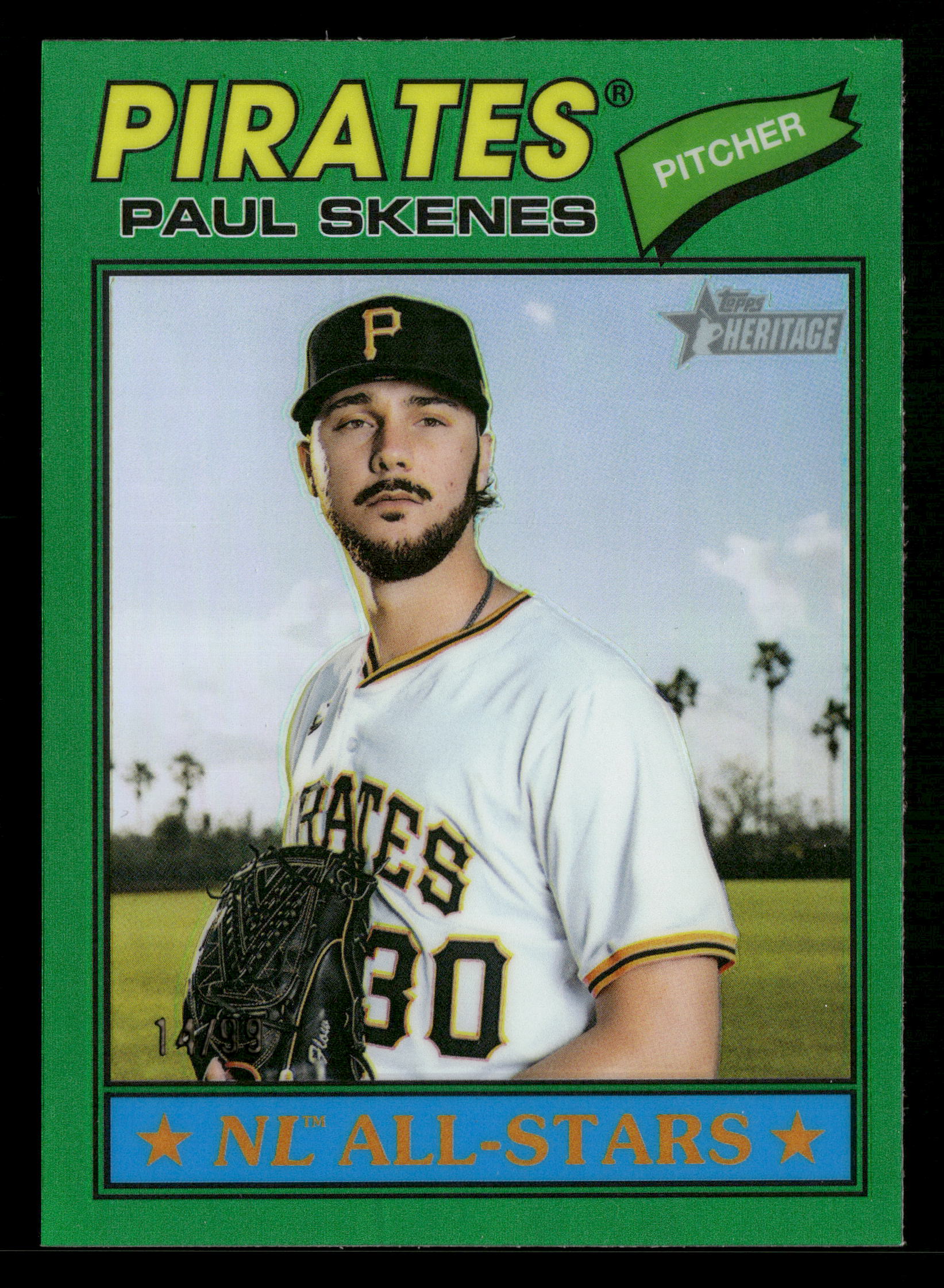 2026 Topps Heritage #33 Paul Skenes Chrome Green Refractors #/99