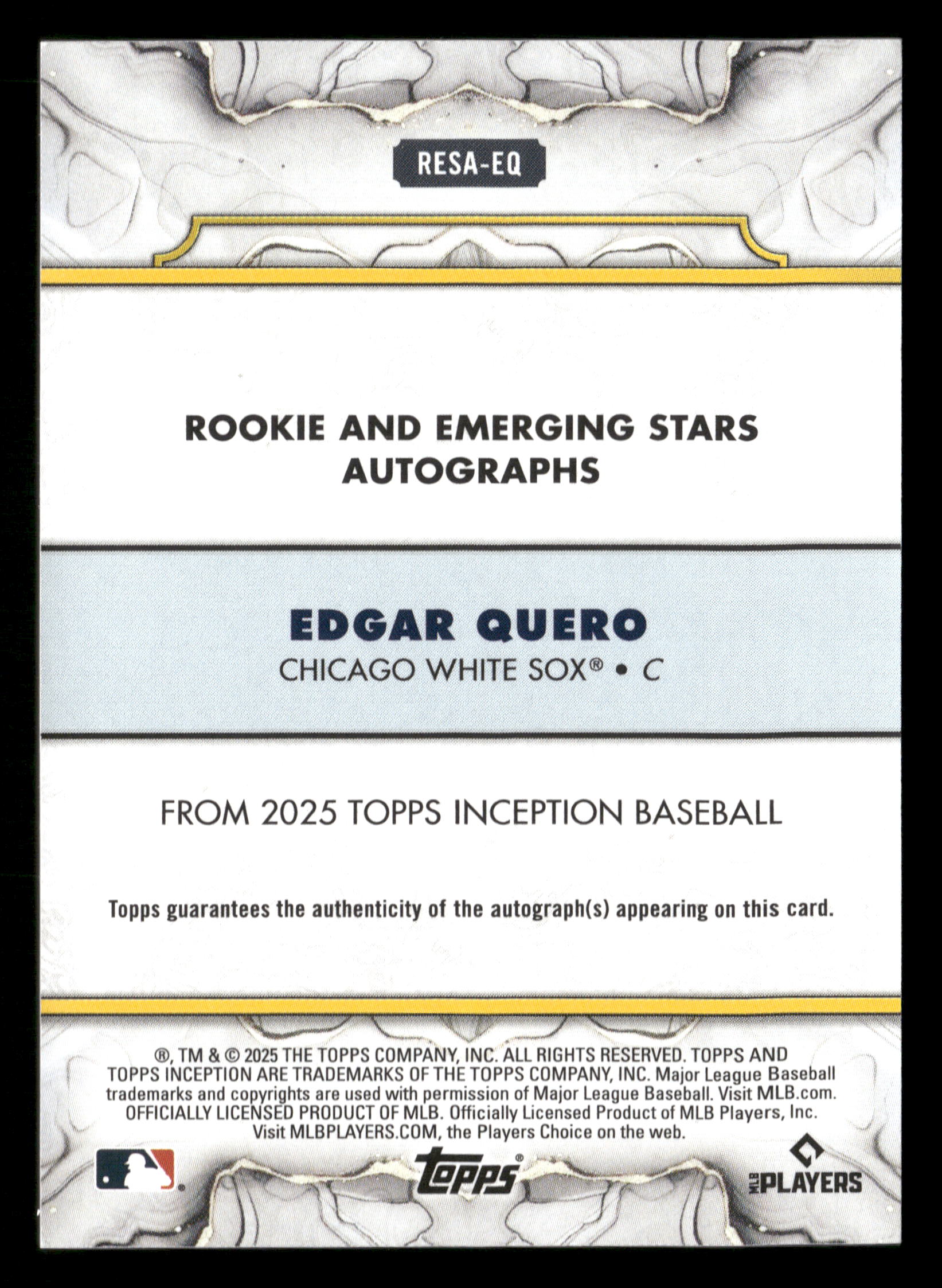 2025 Inception #RESA-EQ Edgar Quero Rookie and Emerging Stars Auto #/149