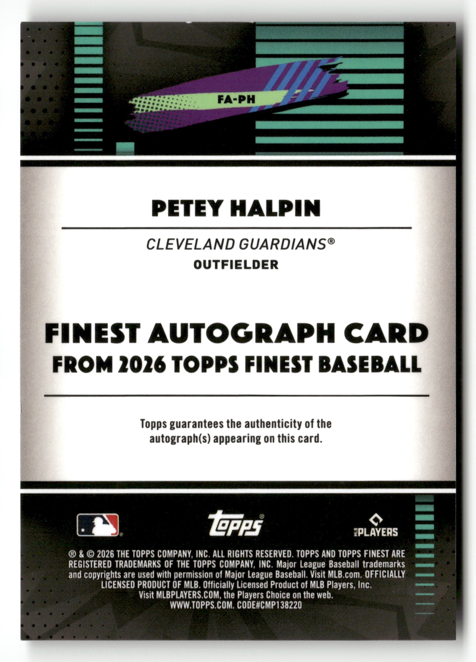 2026 Finest #FA-PH Petey Halpin Finest Autographs