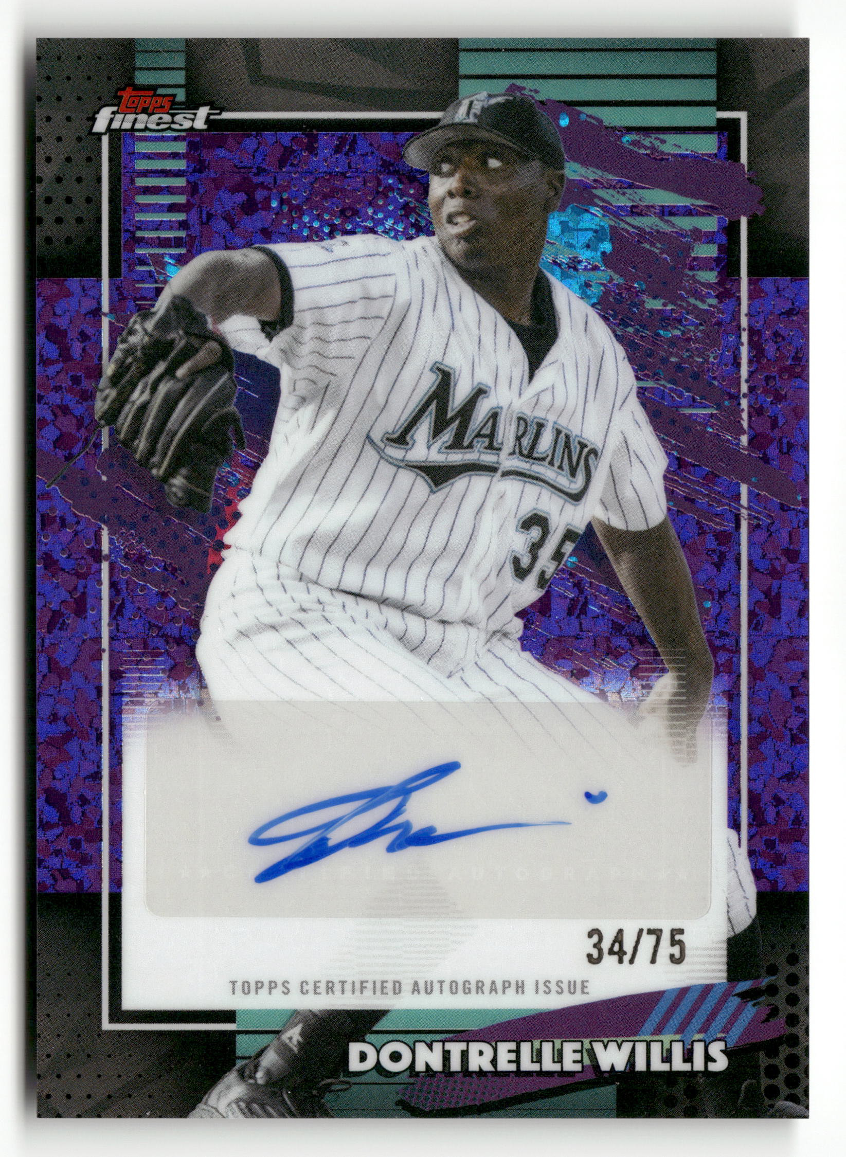 2026 Finest #FMA-DWIL Dontrelle Willis Finest Auto Purple Mini Diamond #/75