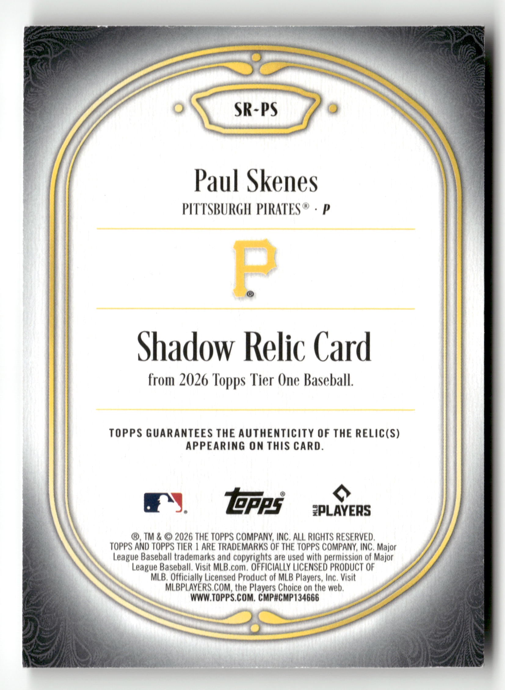 2026 Topps Tier One #SR-PS Paul Skenes Shadow Relics Green #/49