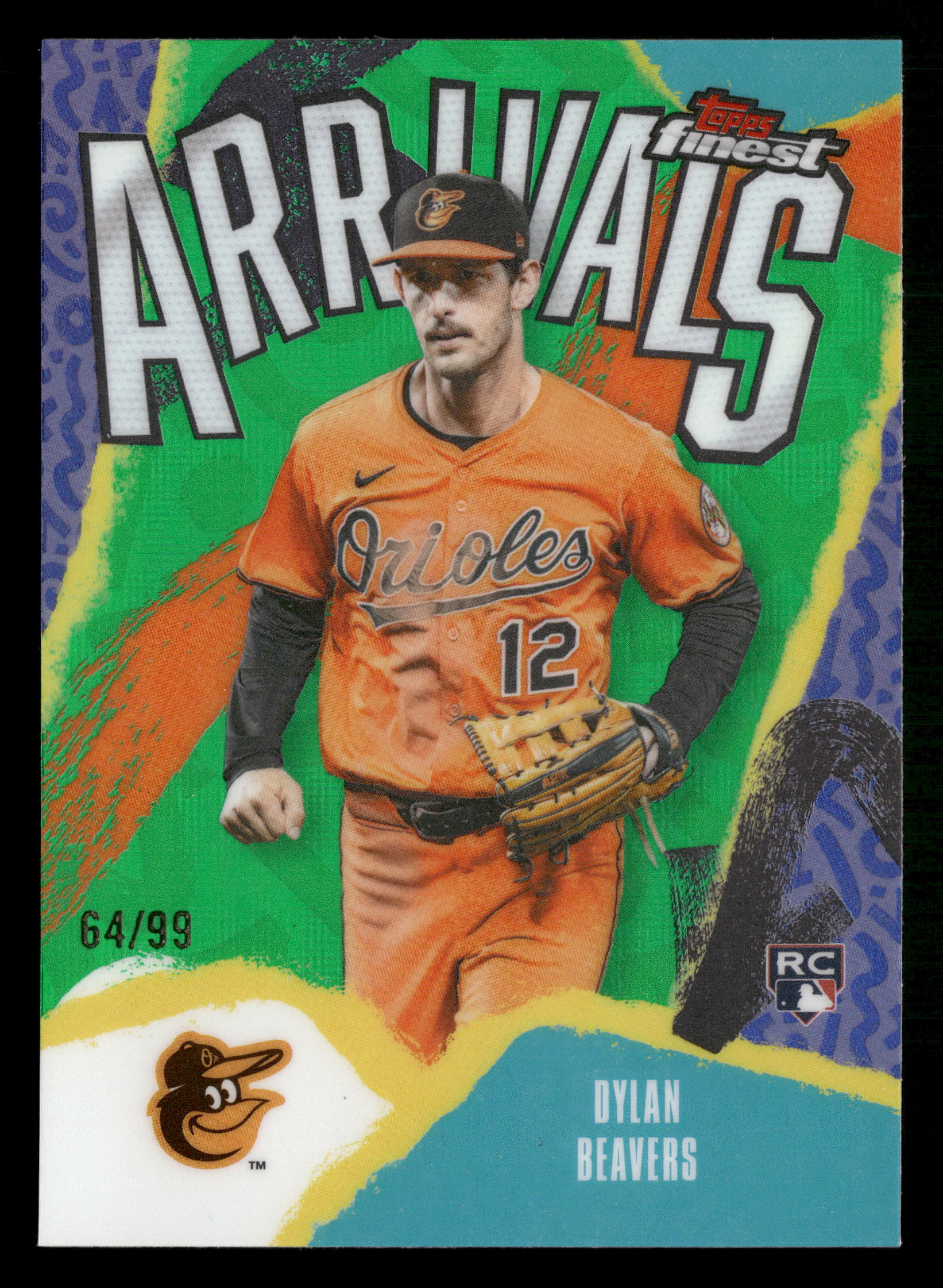2026 Finest #A-20 Dylan Beavers Arrivals Green Refractors #/99