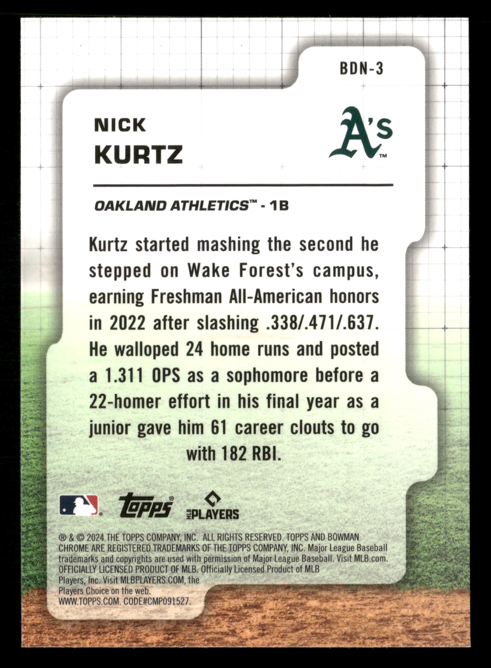 2024 Bowman Draft #BDN-3 Nick Kurtz Bowman Draft Night