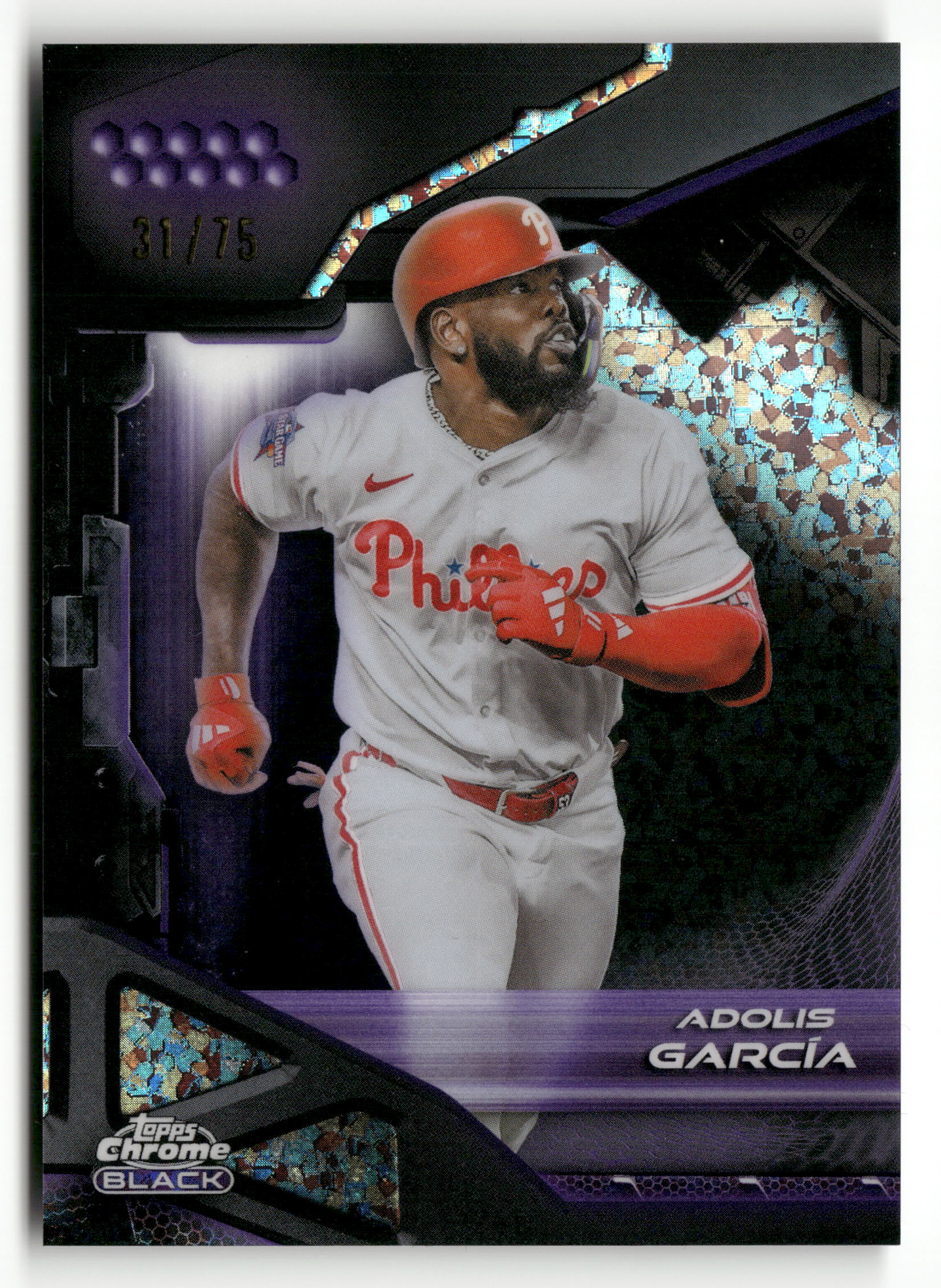 2026 Topps Chrome Black #163 Adolis García Purple Mini-Diamond Refractors #/75