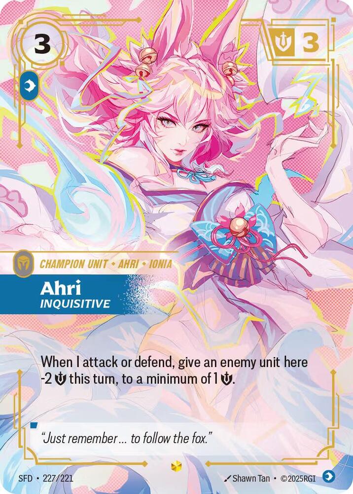 Riftbound TCG Spiritforged #227/221 Ahri - Inquisitive (Overnumbered) Showcase