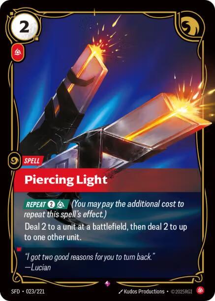 Riftbound TCG Spiritforged #023/221 Piercing Light Rare Foil
