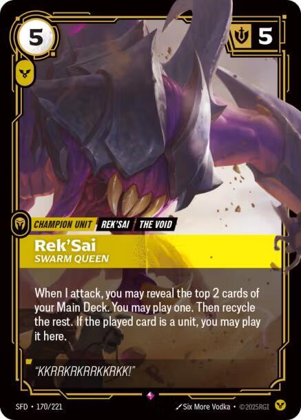Riftbound TCG Spiritforged #170/221 Rek'Sai - Swarm Queen Rare Foil