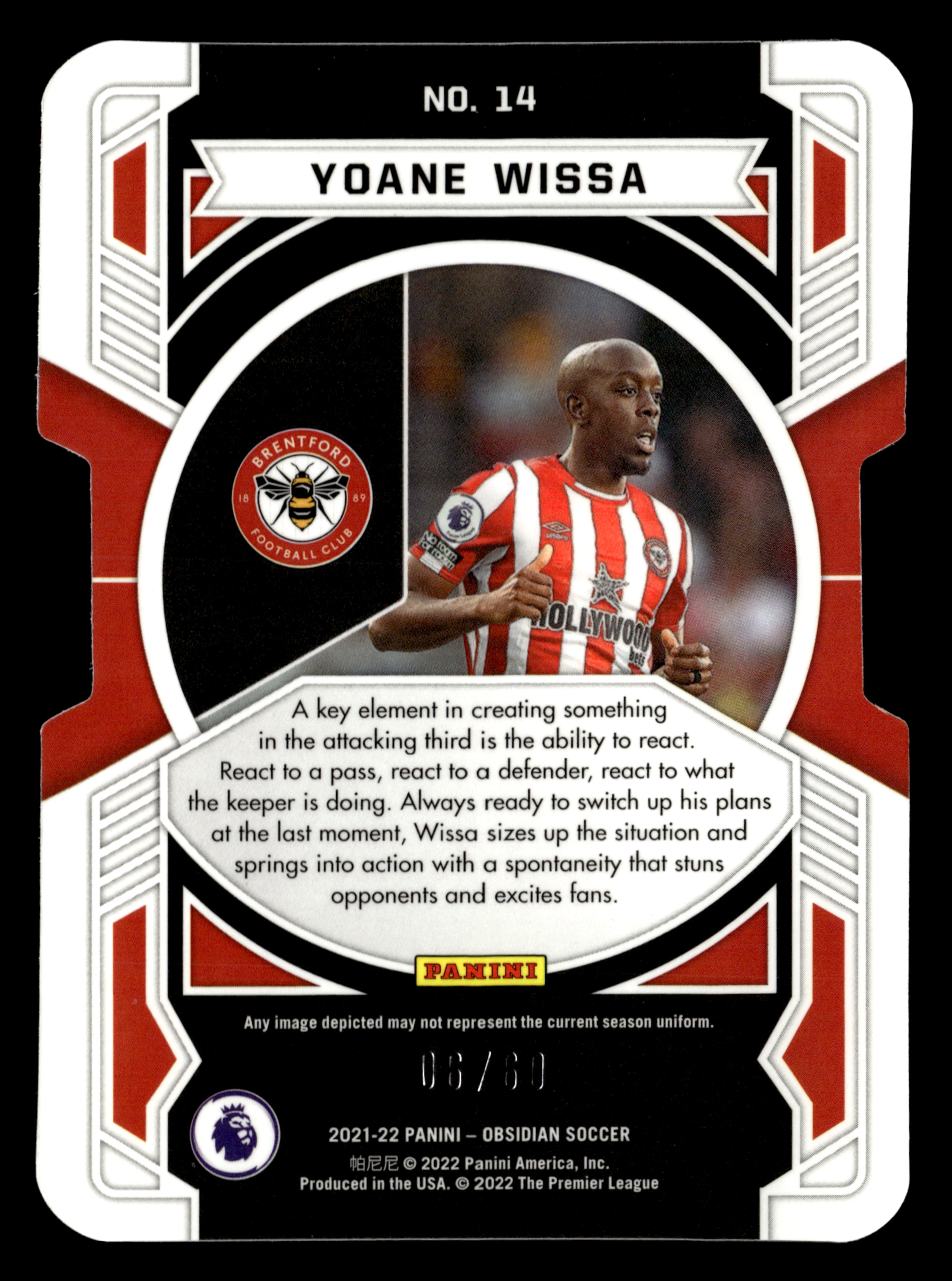 2021-22 Panini Obsidian #14 Yoane Wissa Equinox Electric Etch Purple #/60