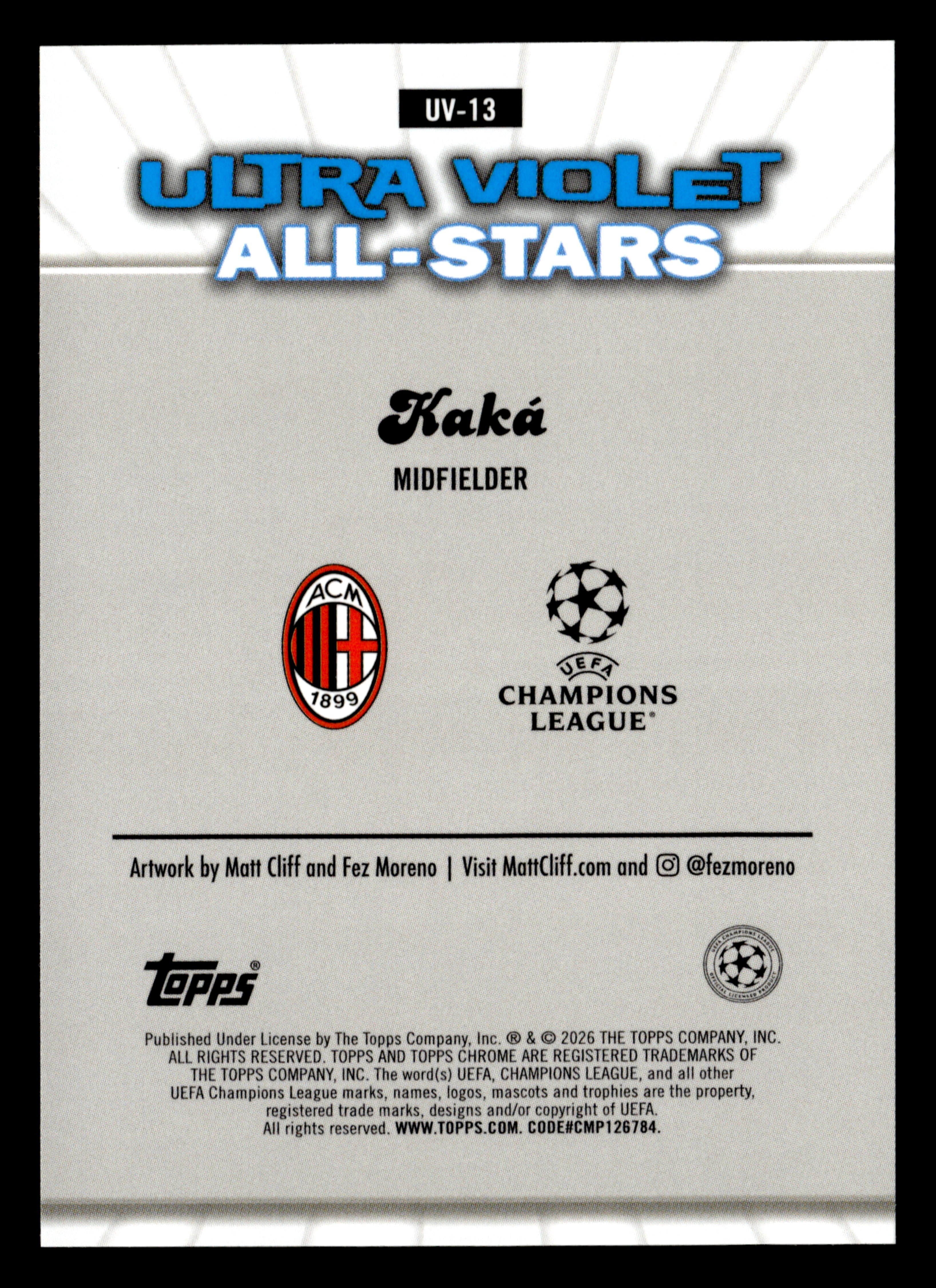 2025-26 Topps Chrome UEFA Club Competitions #UV-13 Kaká Ultra Violet