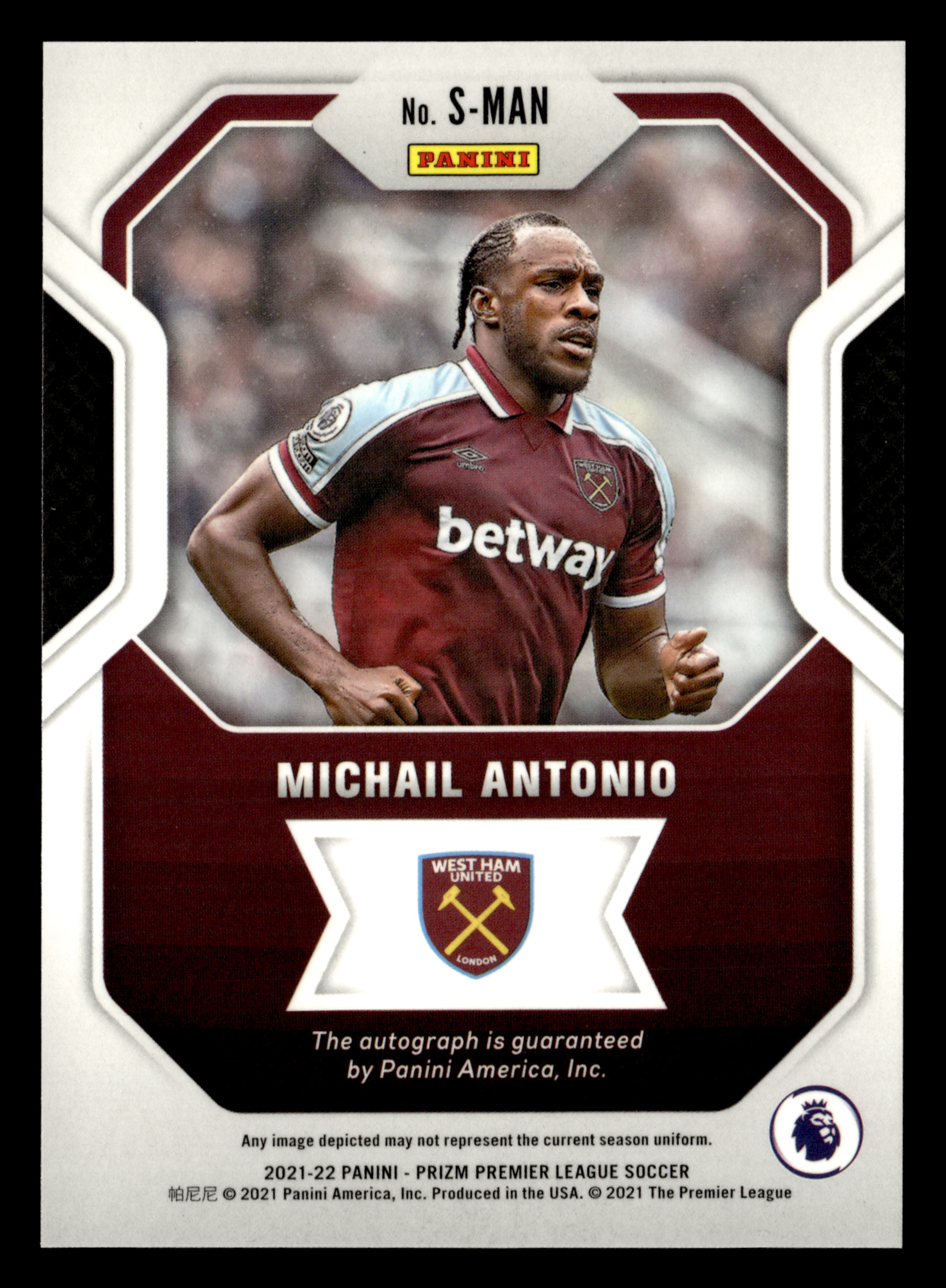 2021-22 Panini Prizm Premier League #S-MAN Michail Antonio Signatures