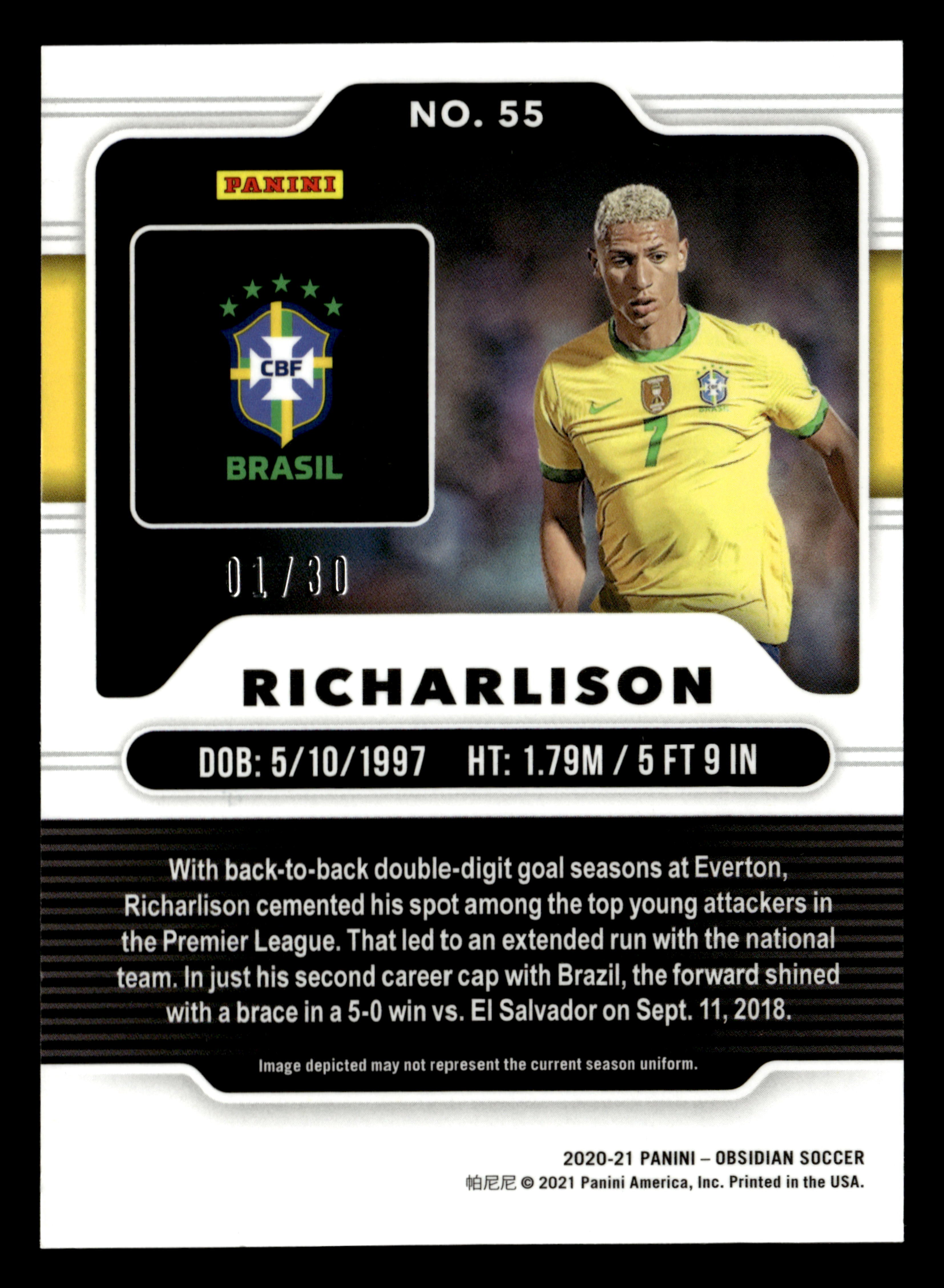 2020-21 Panini Obsidian #55 Richarlison Blue #/30