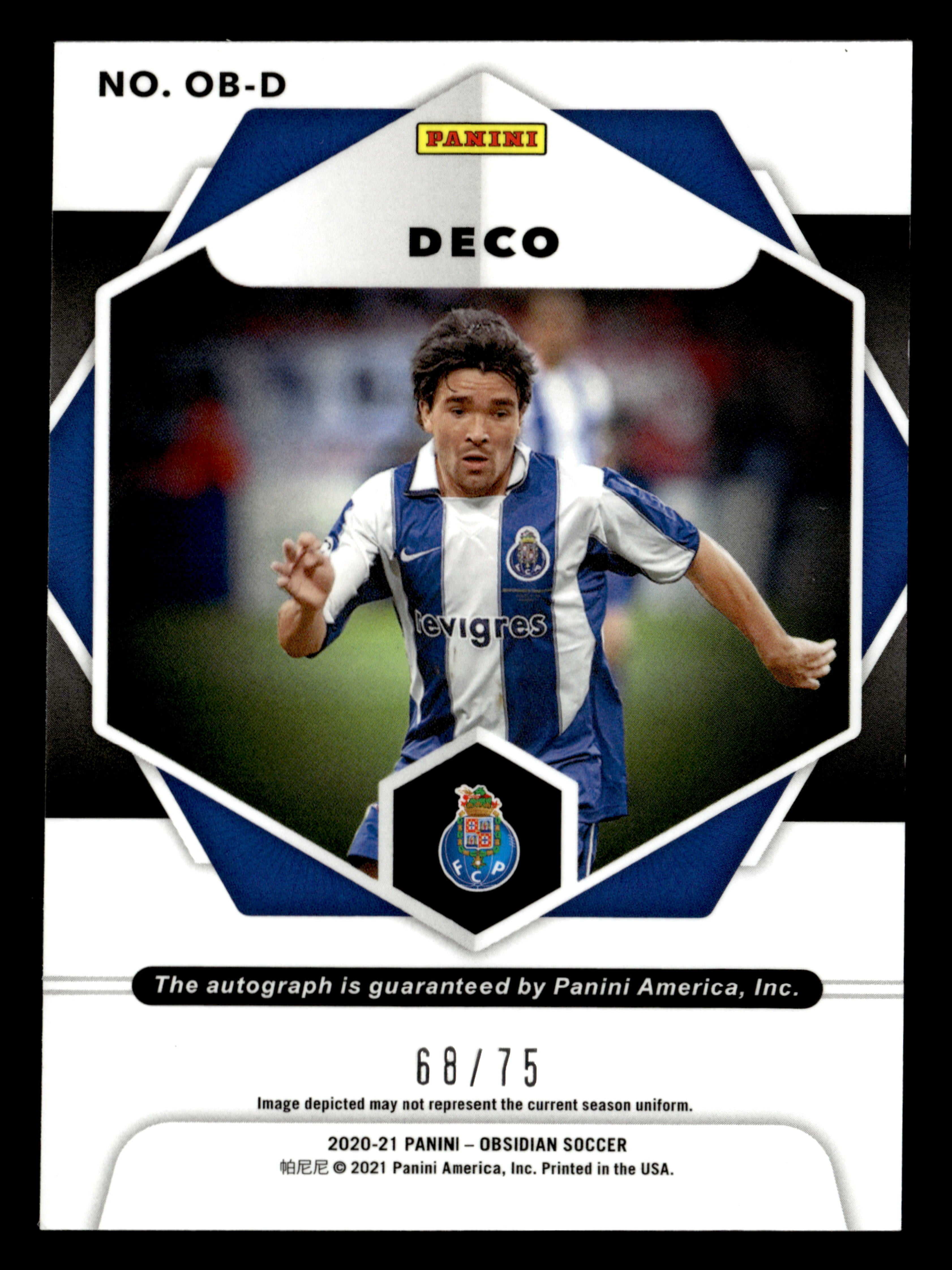 2020-21 Panini Obsidian #OB-D Deco Obsidian Autographs Purple #/75