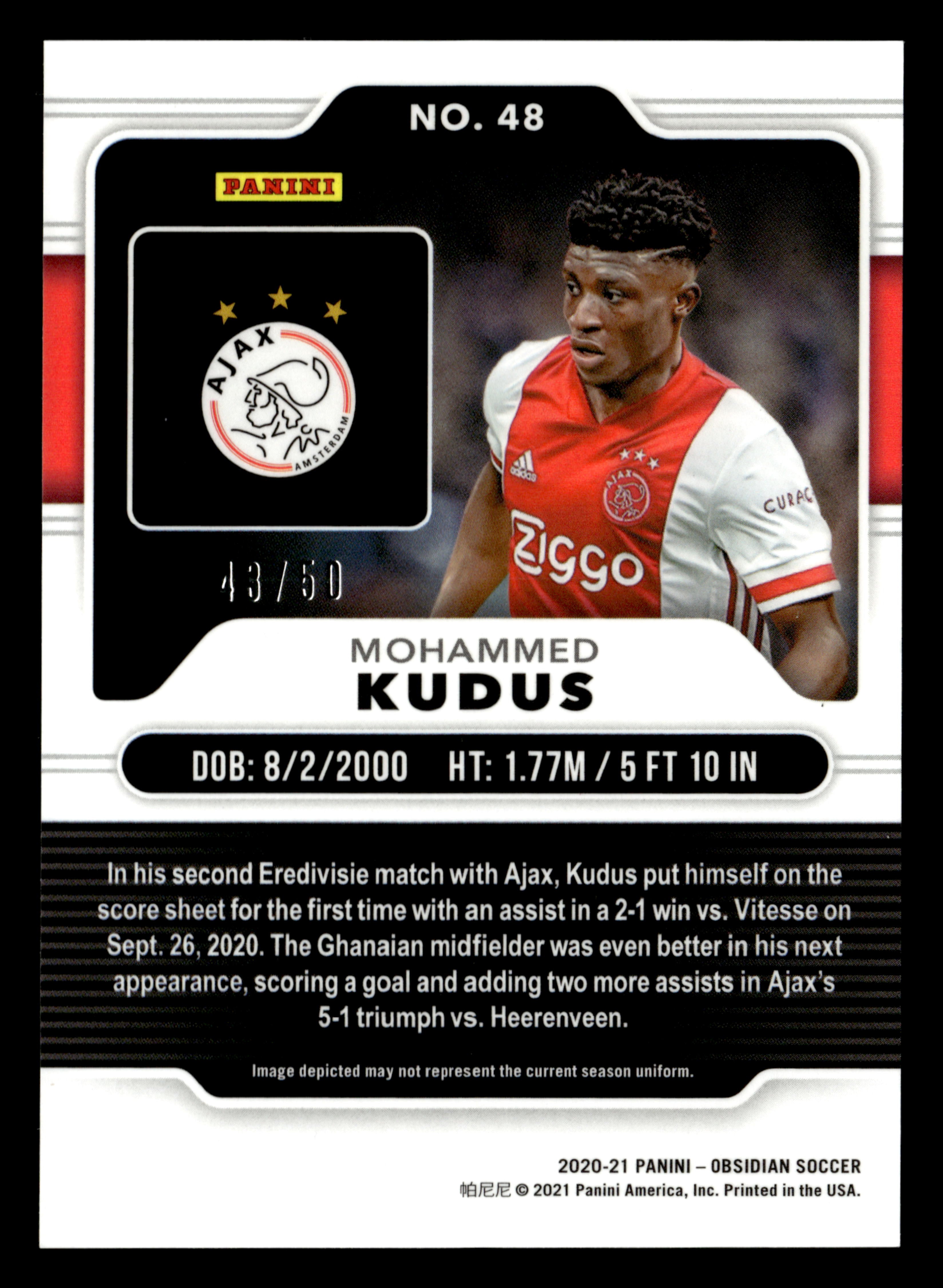 2020-21 Panini Obsidian #48 Mohammed Kudus Orange #/50