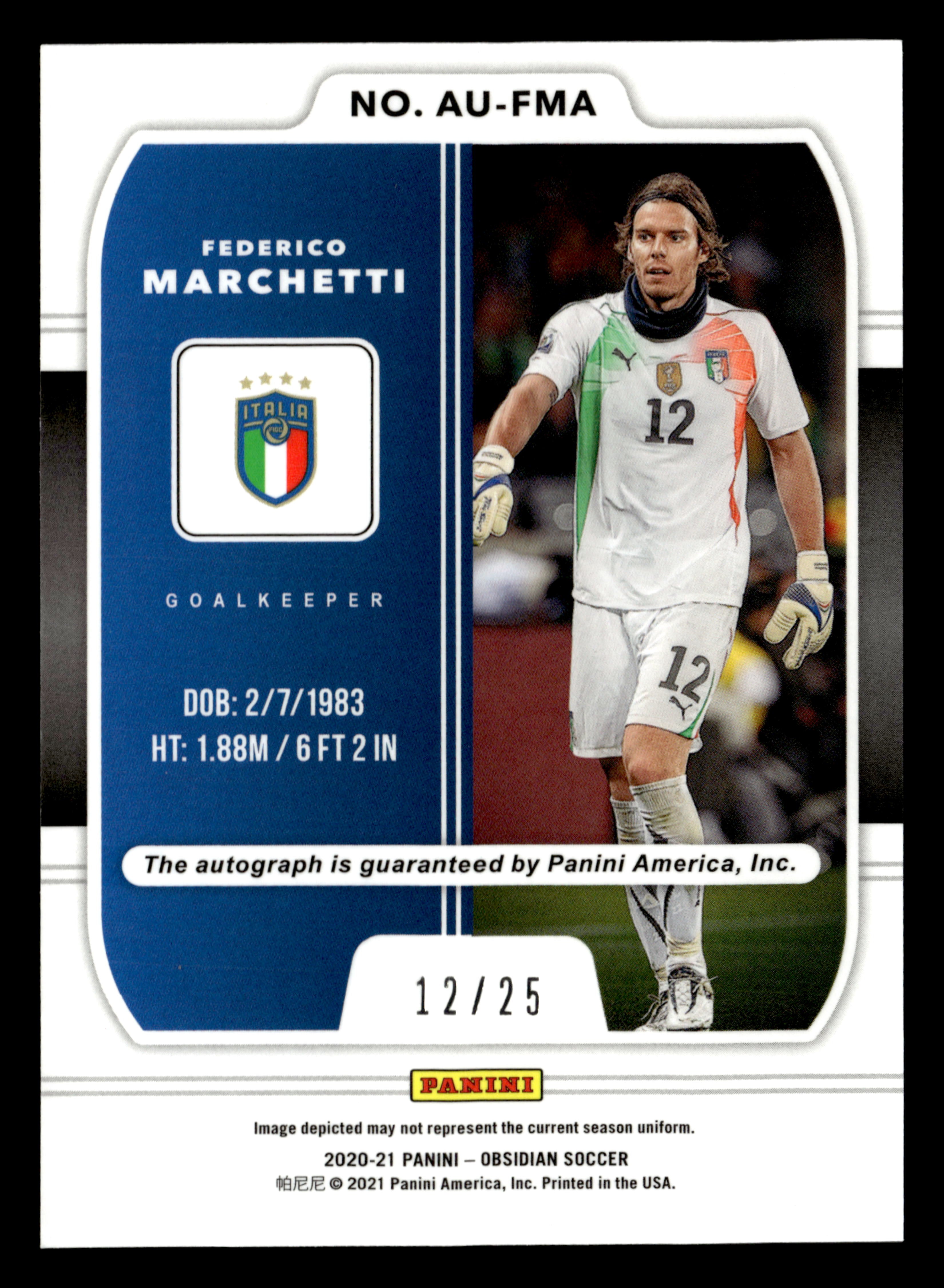 2020-21 Panini Obsidian #AU-FMA Federico Marchetti Aurora Autographs Green #/25