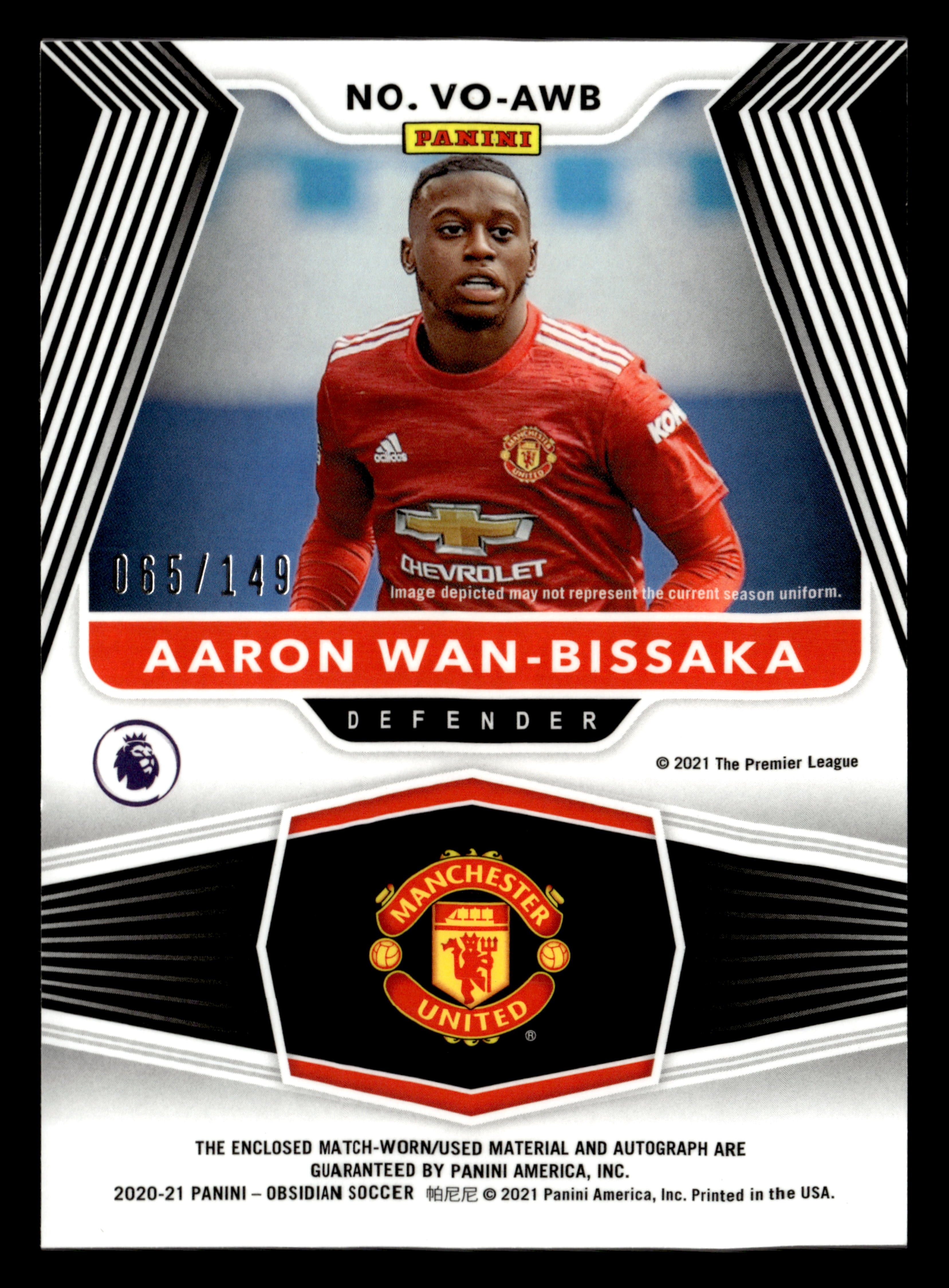 2020-21 Panini Obsidian #VO-AWB Aaron Wan-Bissaka Volcanic Mat Signatures #/149